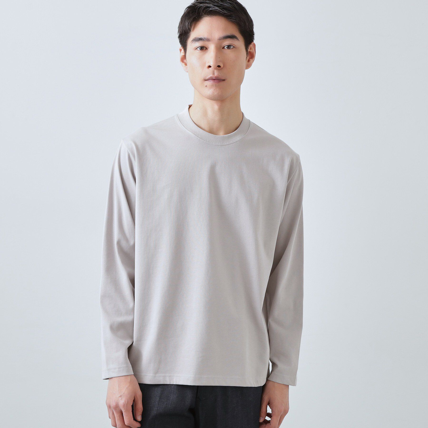 THE SHOP TK「【ジャケットインにもおすすめ】きれいめ長袖Tシャツ 洗濯機OK」|Tシャツ・カットソー|ライトグレー(011