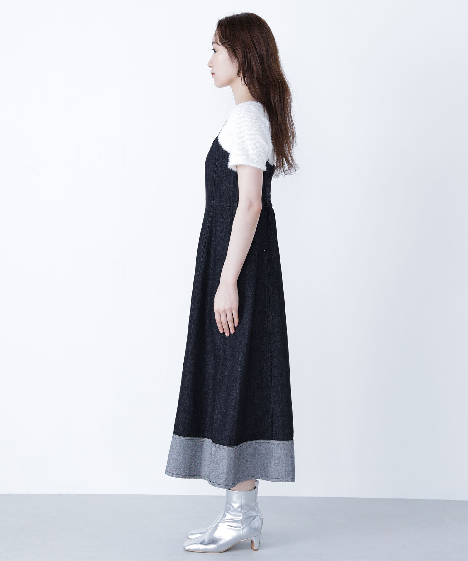  「デニムフレアキャミワンピース」|ワンピース|