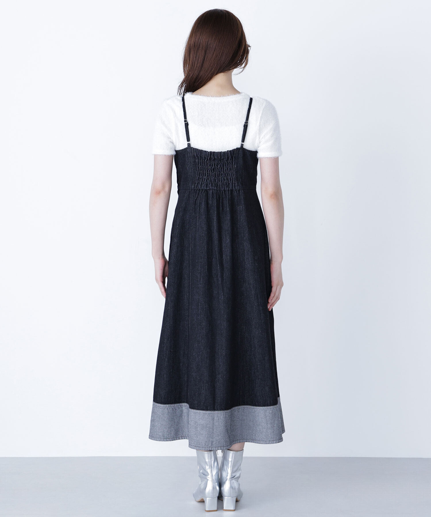 「デニムフレアキャミワンピース」|ワンピース|