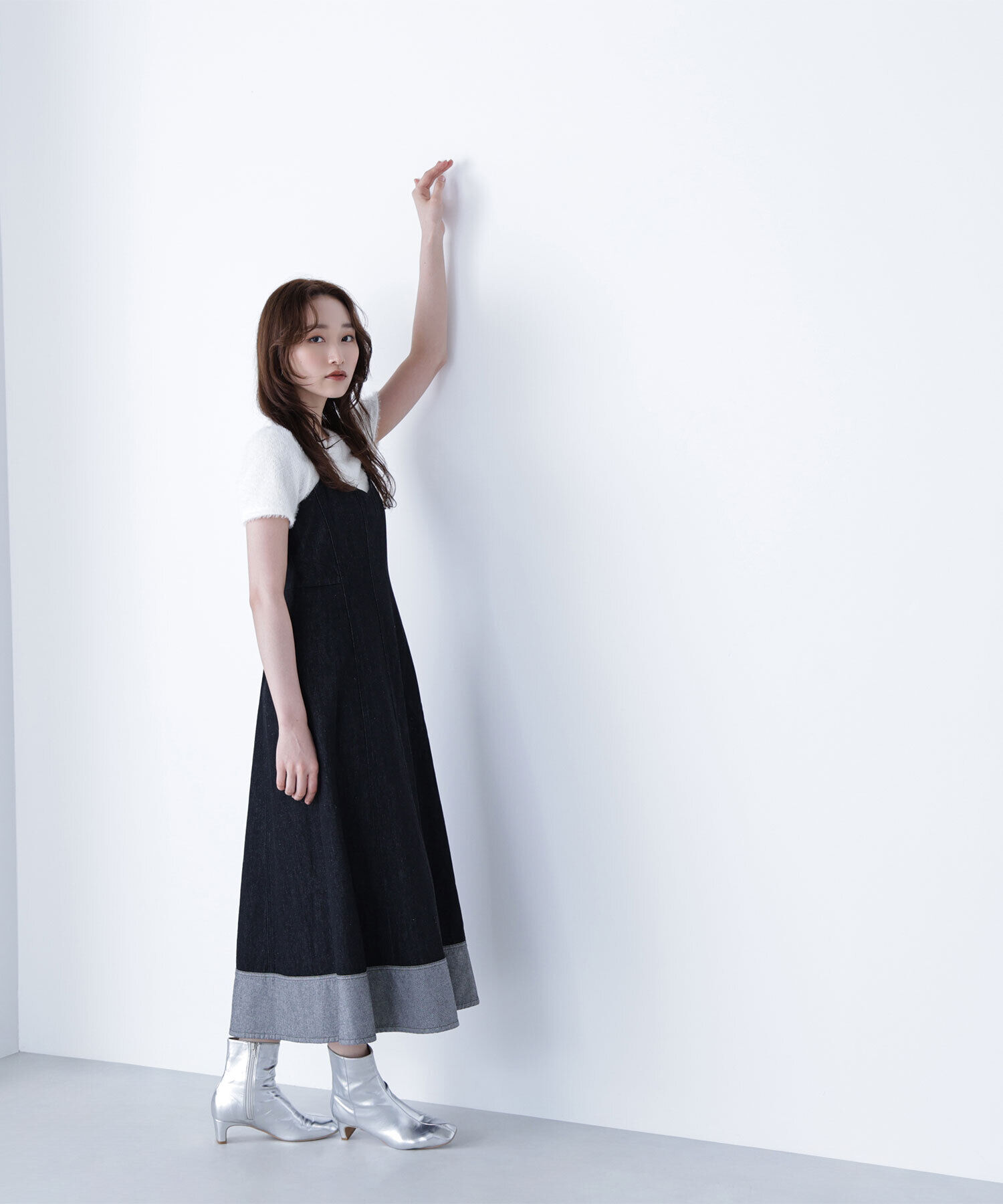  「デニムフレアキャミワンピース」|ワンピース|