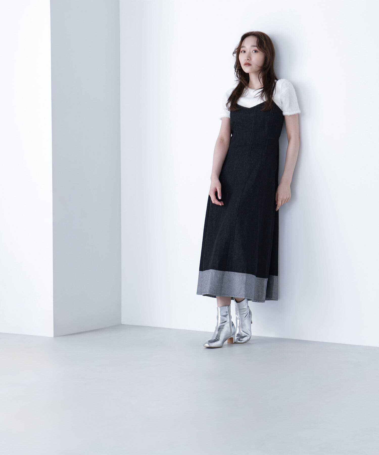  「デニムフレアキャミワンピース」|ワンピース|