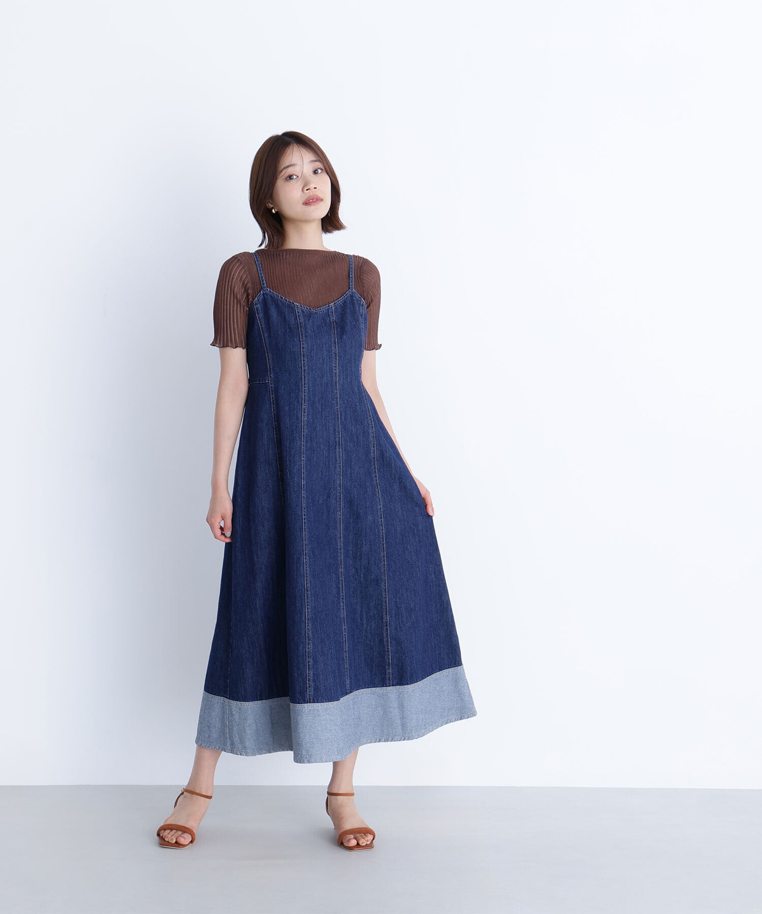  「デニムフレアキャミワンピース」|ワンピース|