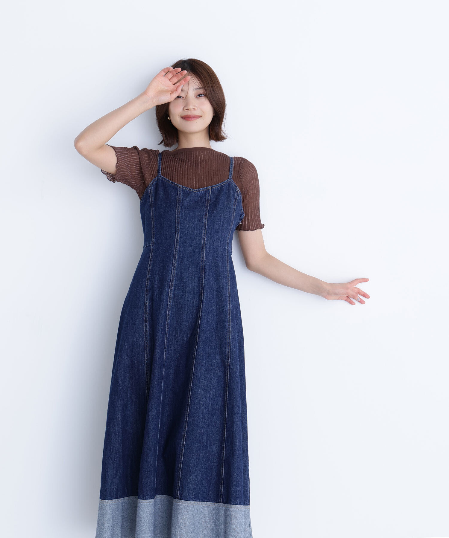  「デニムフレアキャミワンピース」|ワンピース|