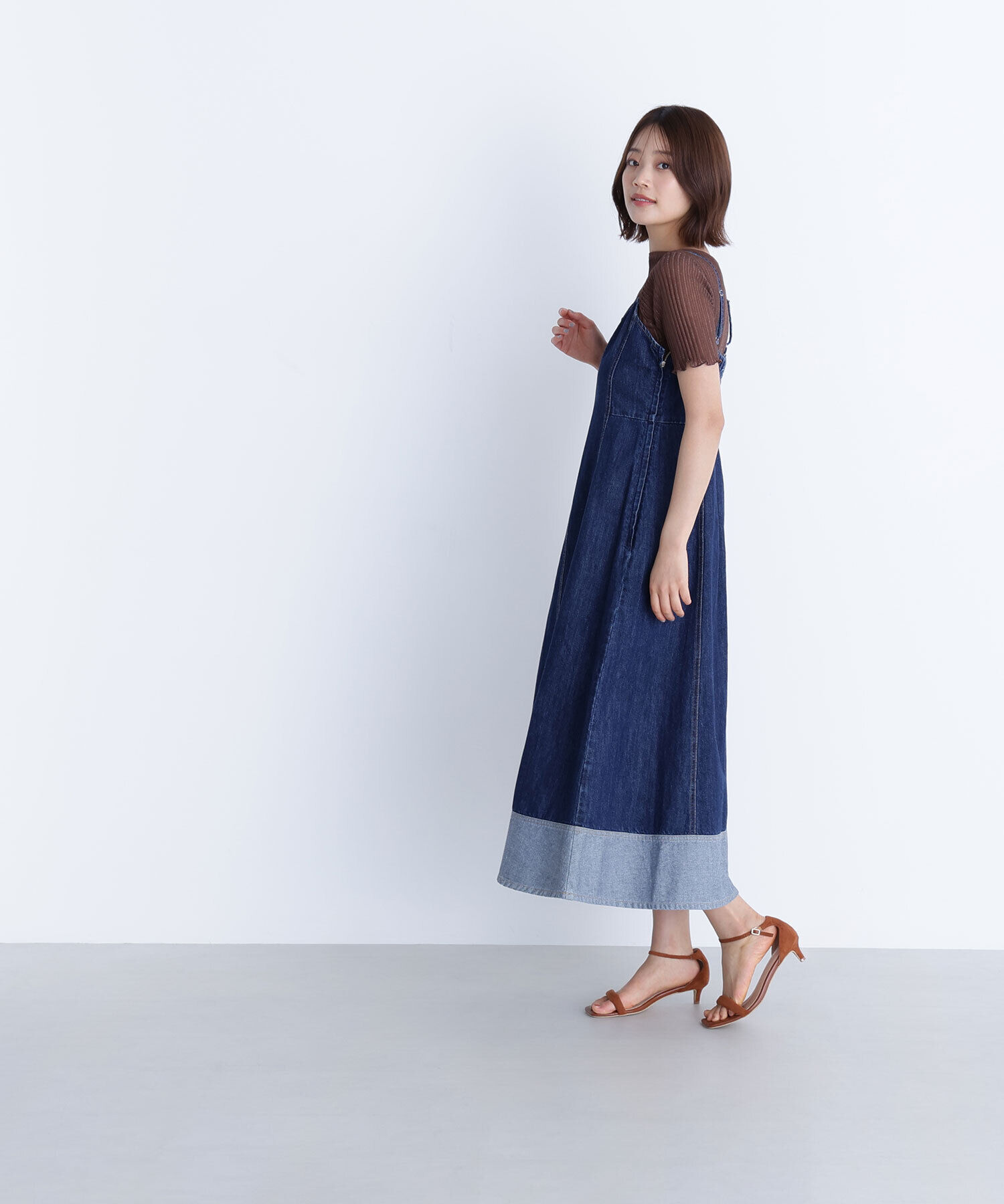  「デニムフレアキャミワンピース」|ワンピース|