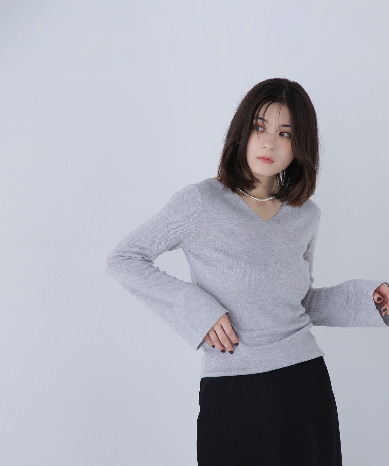  「ニュアンスネックフレアスリーブニット」|ニット・セーター|