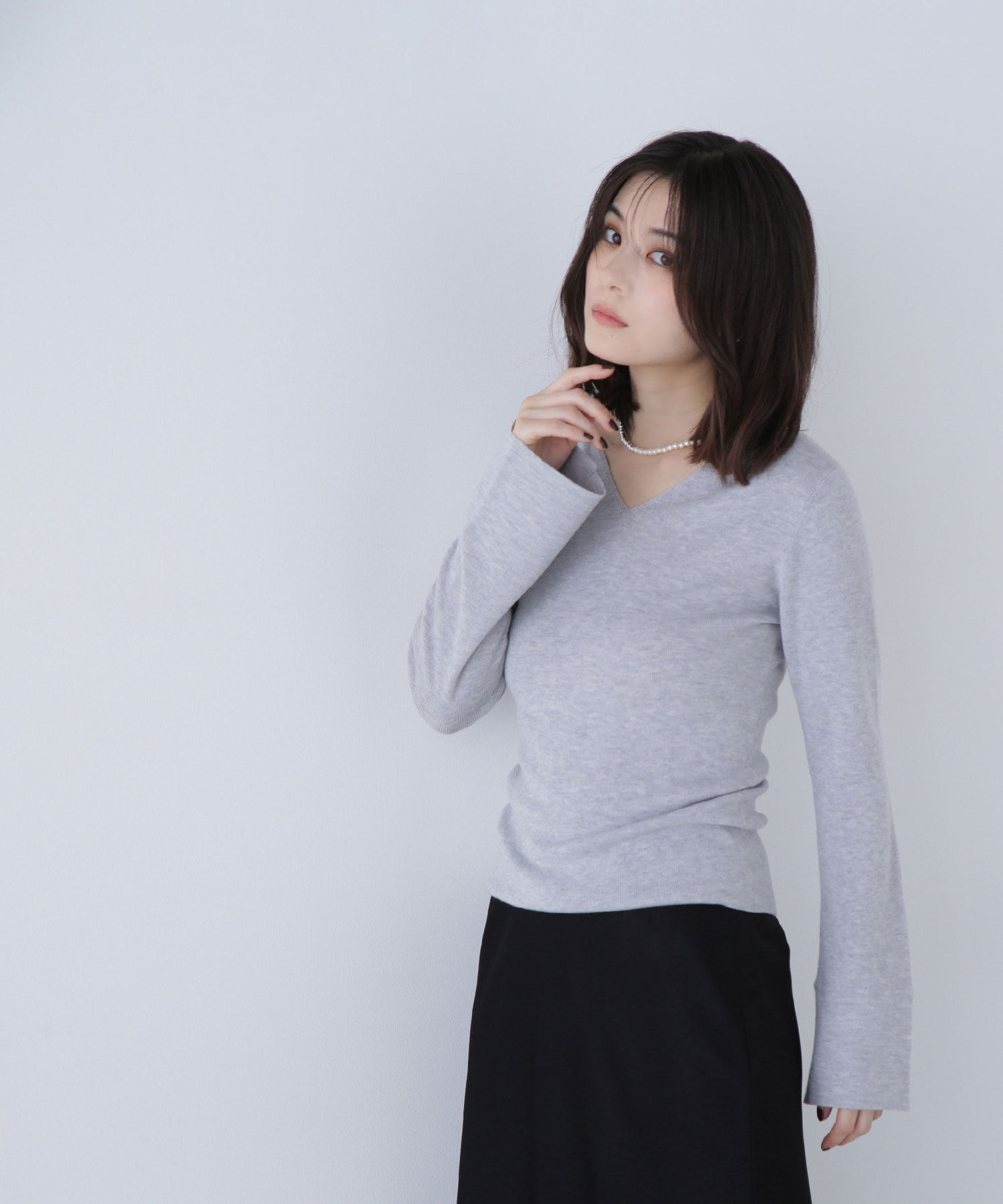  「ニュアンスネックフレアスリーブニット」|ニット・セーター|