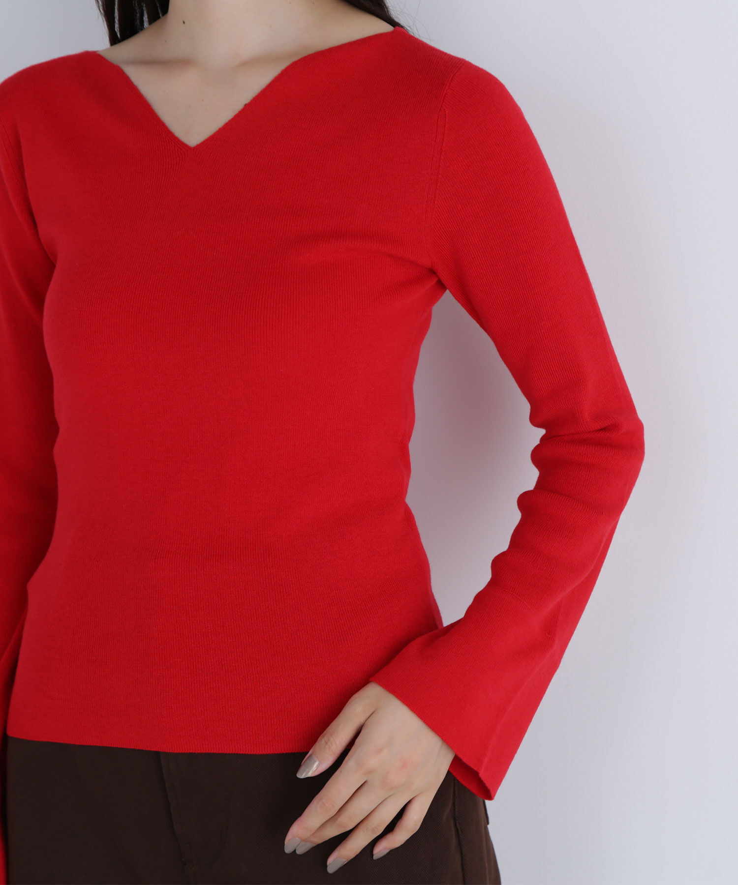  「ニュアンスネックフレアスリーブニット」|ニット・セーター|