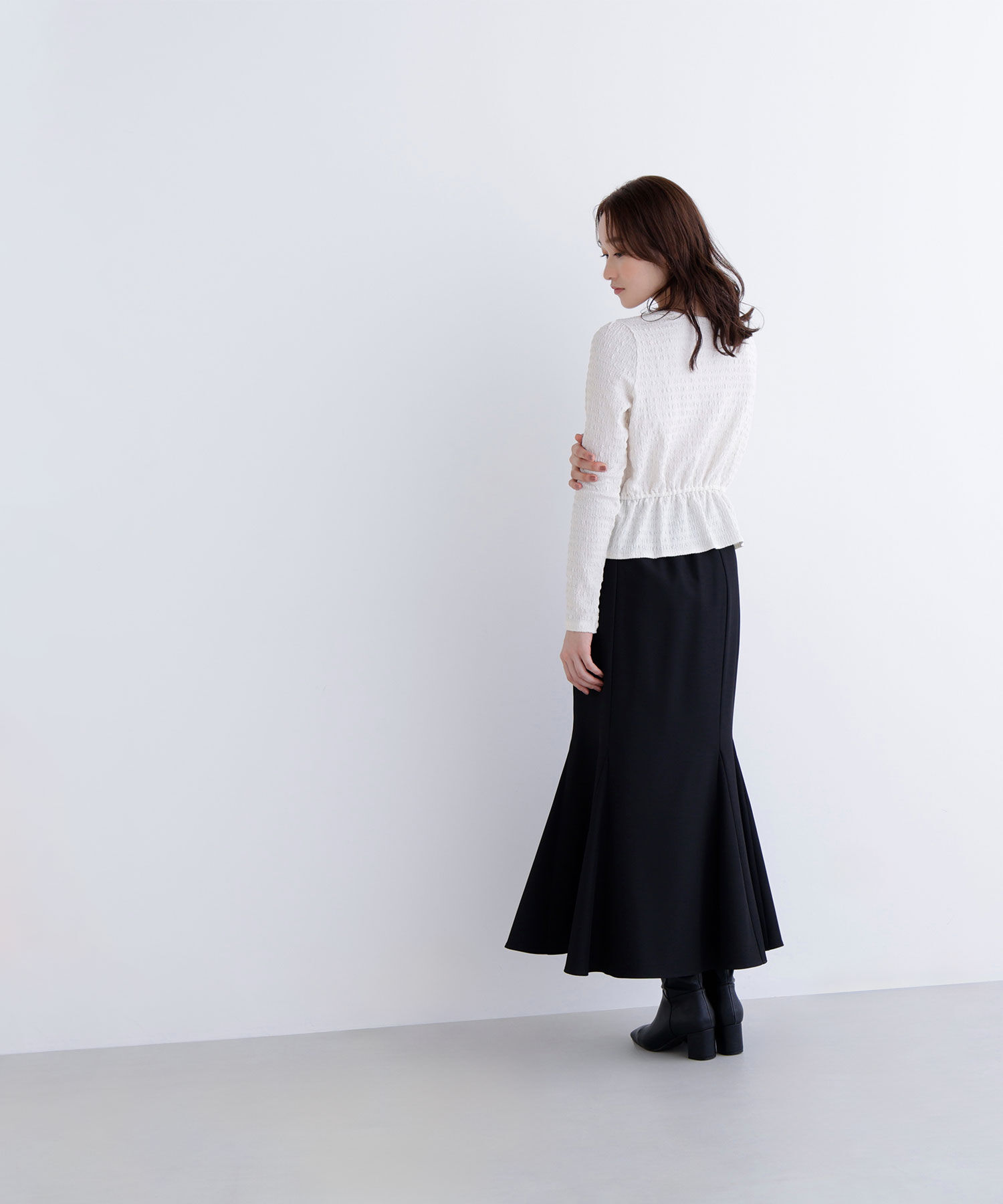  「シャーリングペプラムカットソー長袖」|Tシャツ・カットソー|