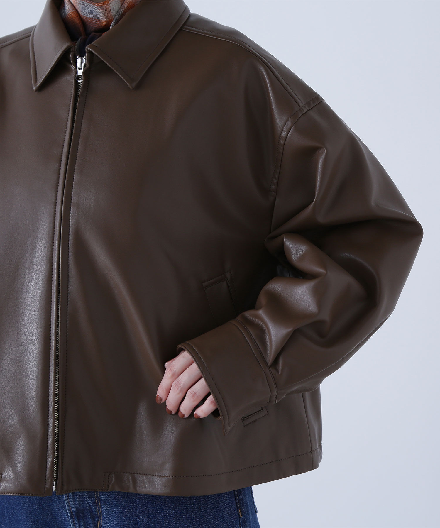  「フェイクレザードロストブルゾン」|ブルゾン・スタジャン|