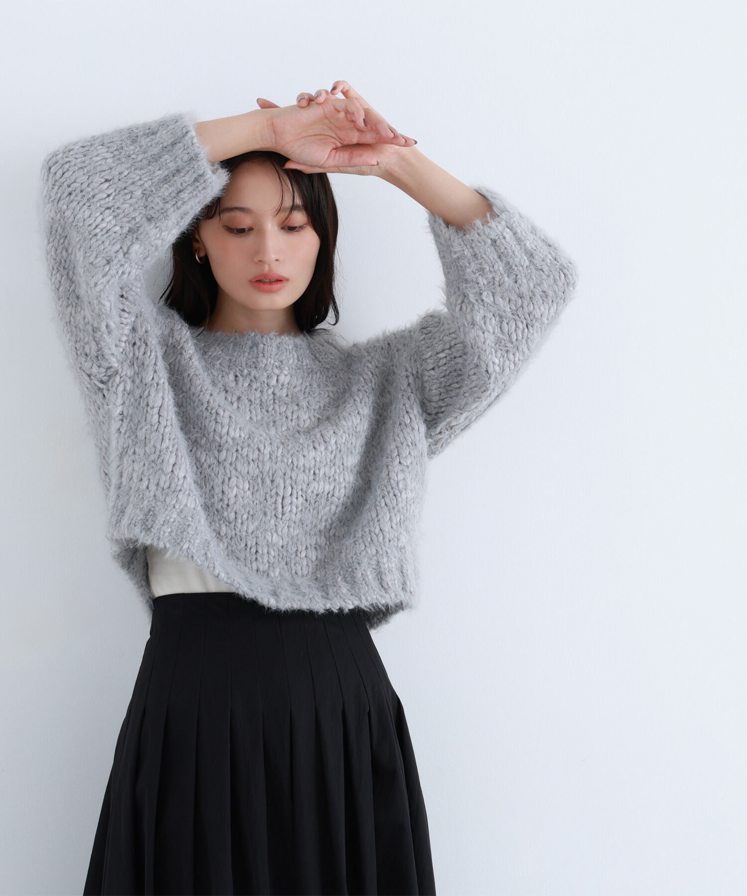  「2wayネックスラブヤーンニット」|ニット・セーター|