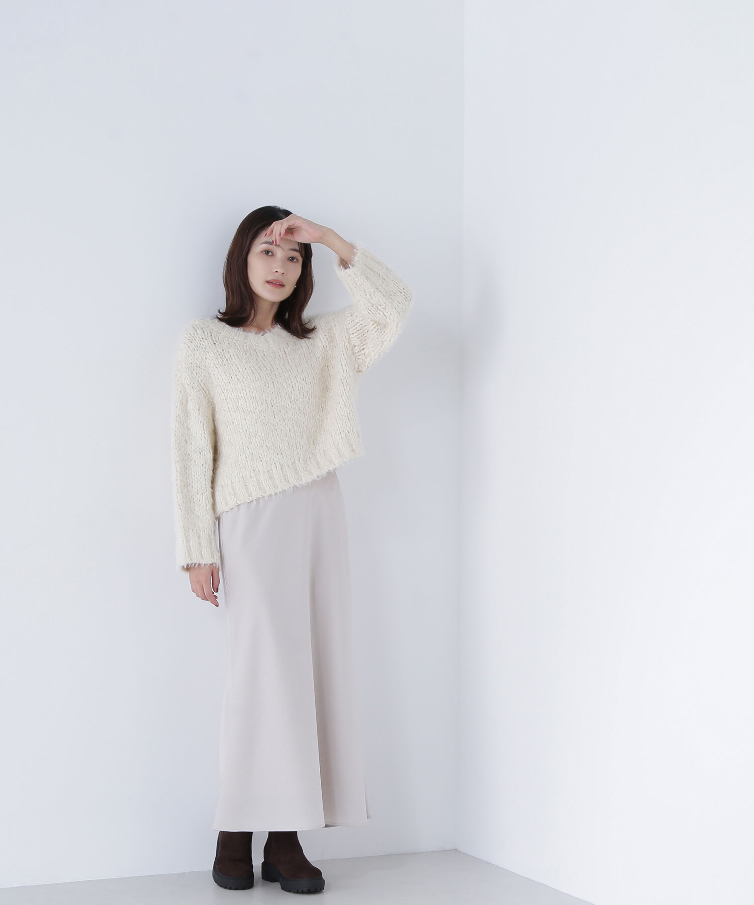  「2wayネックスラブヤーンニット」|ニット・セーター|