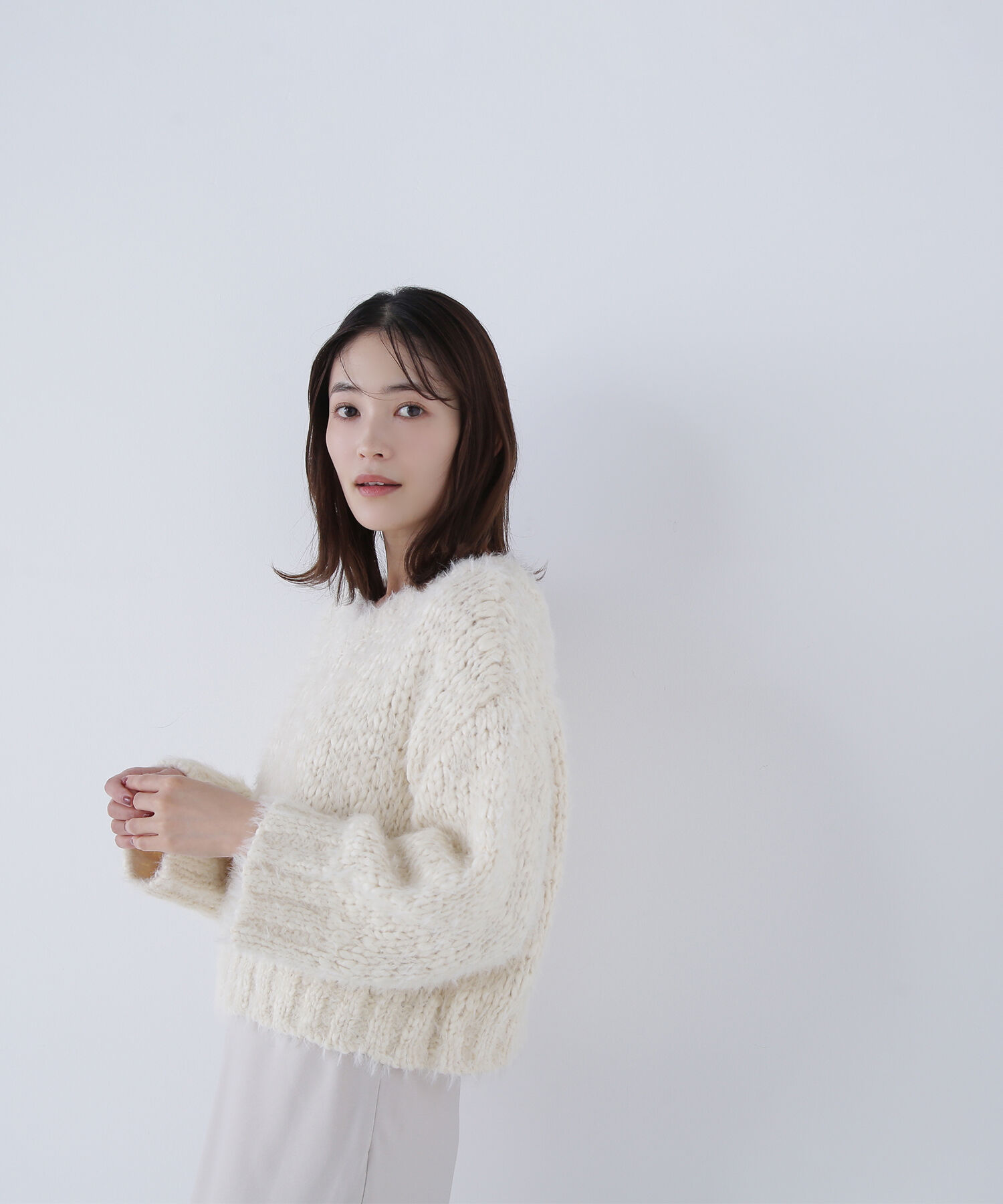  「2wayネックスラブヤーンニット」|ニット・セーター|