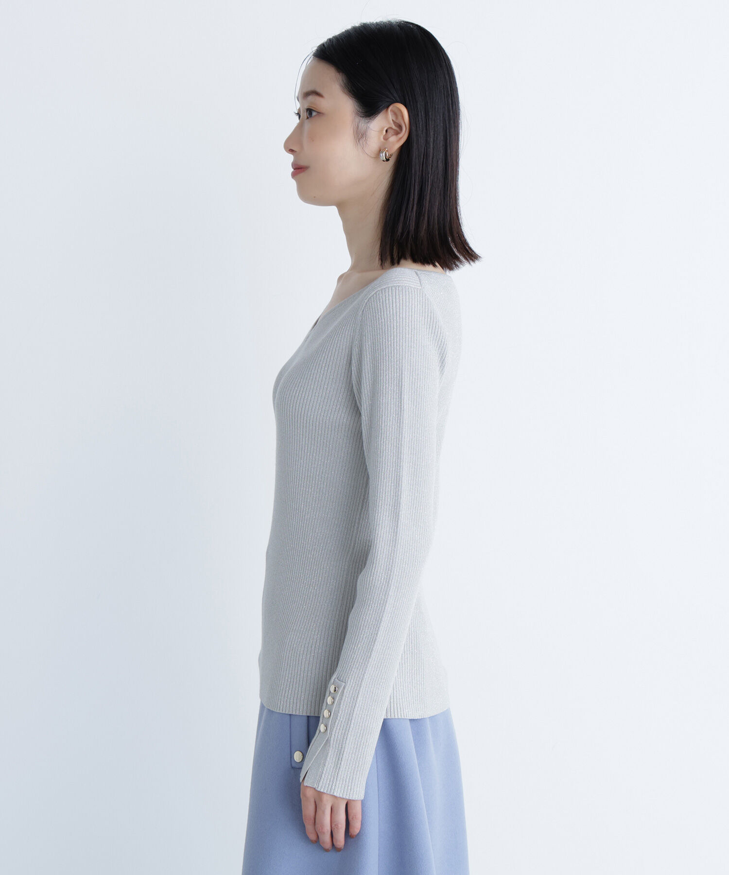  「ニュアンスネックラメリブニット」|ニット・セーター|