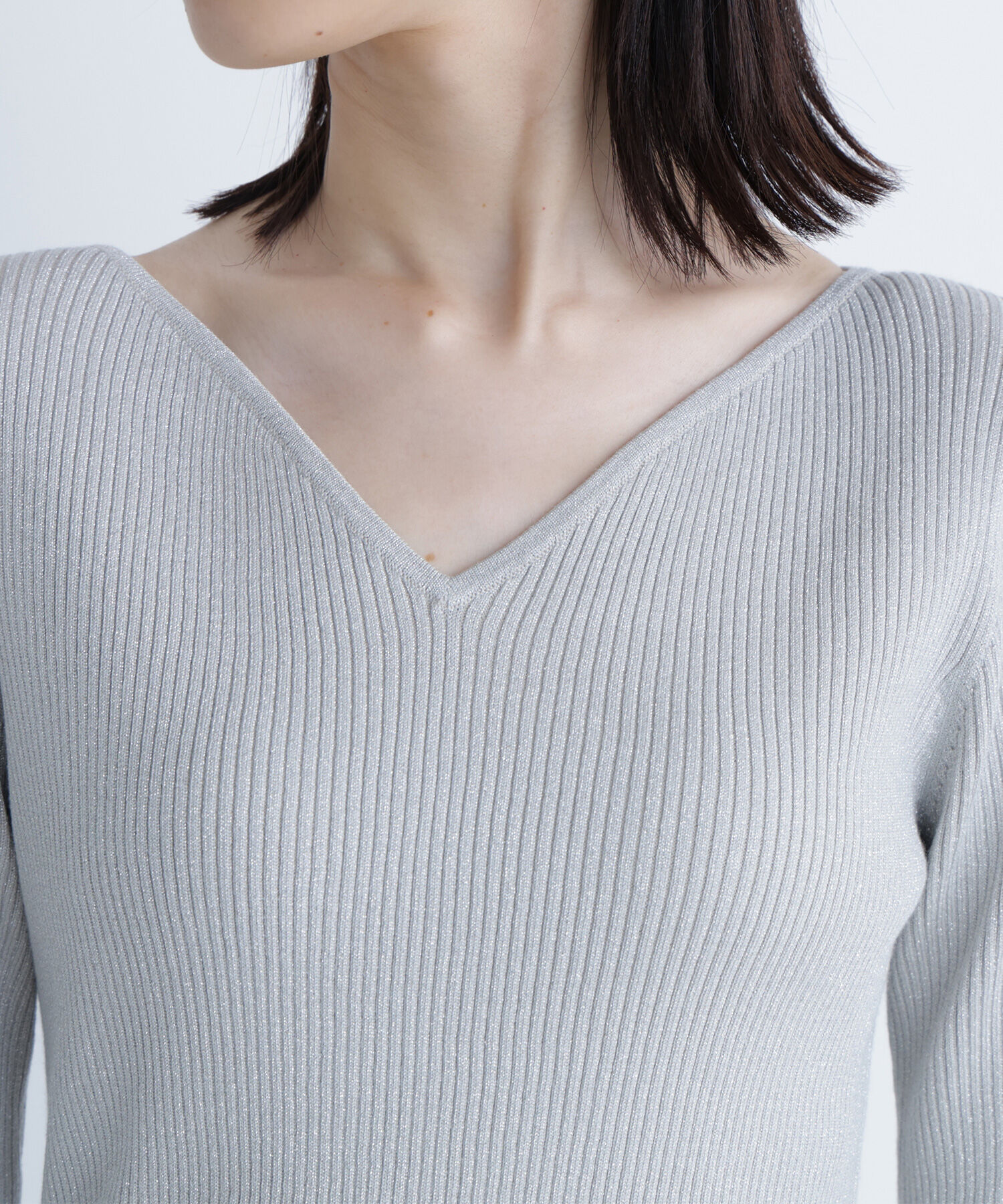  「ニュアンスネックラメリブニット」|ニット・セーター|