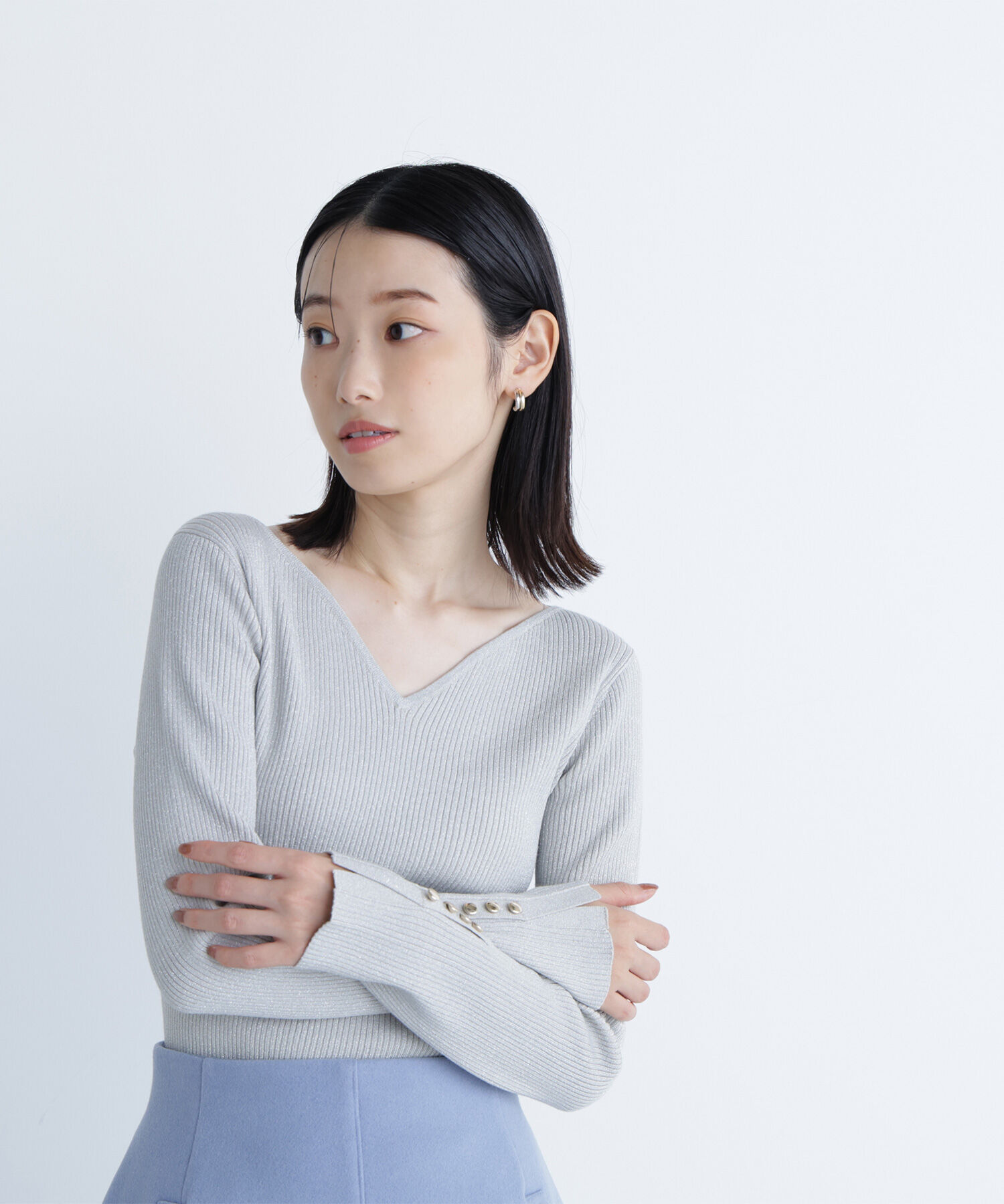  「ニュアンスネックラメリブニット」|ニット・セーター|