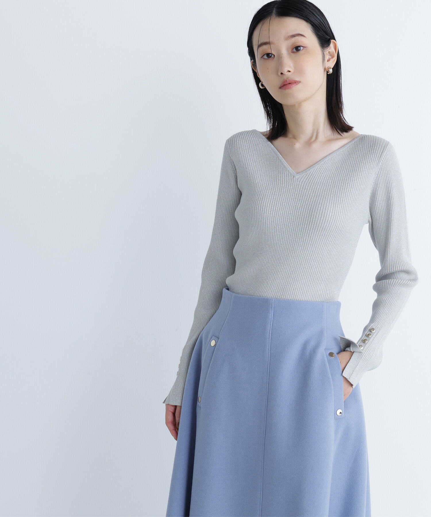  「ニュアンスネックラメリブニット」|ニット・セーター|