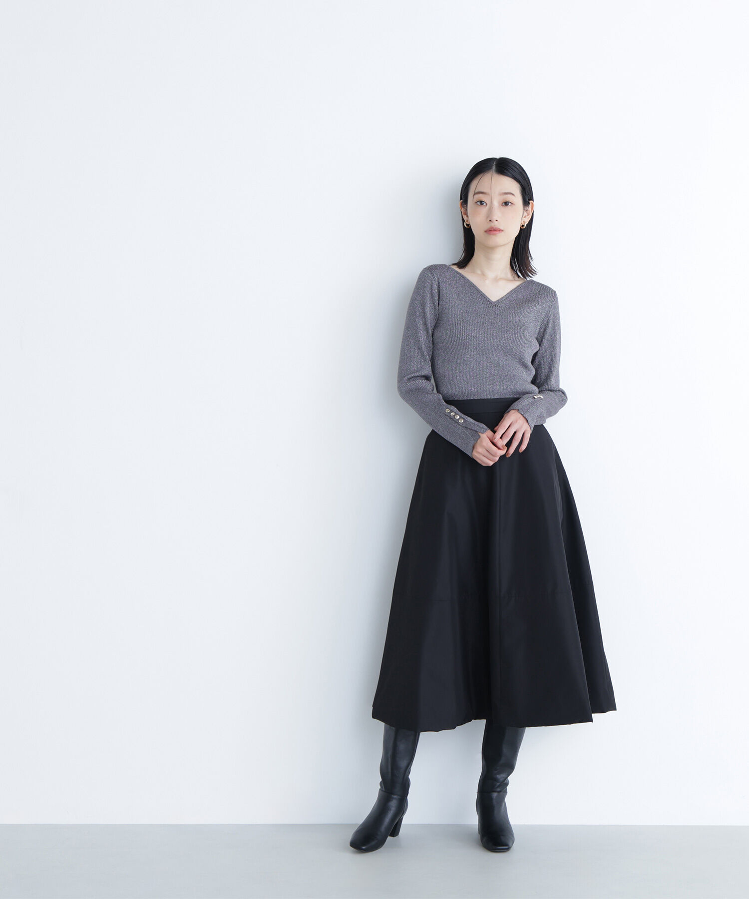  「ニュアンスネックラメリブニット」|ニット・セーター|