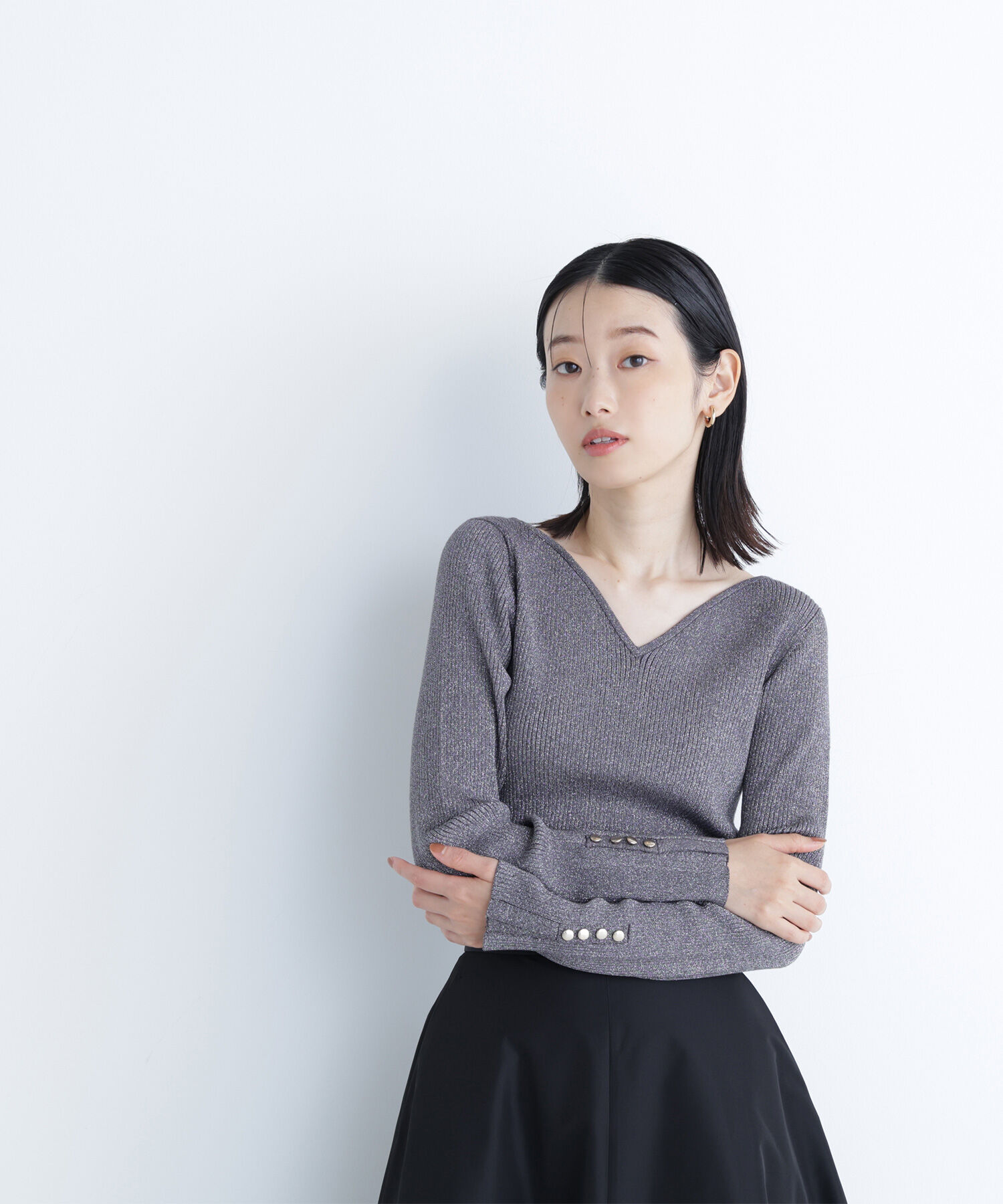  「ニュアンスネックラメリブニット」|ニット・セーター|