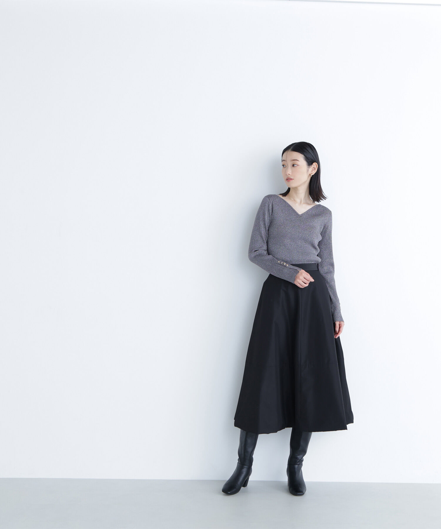  「ニュアンスネックラメリブニット」|ニット・セーター|