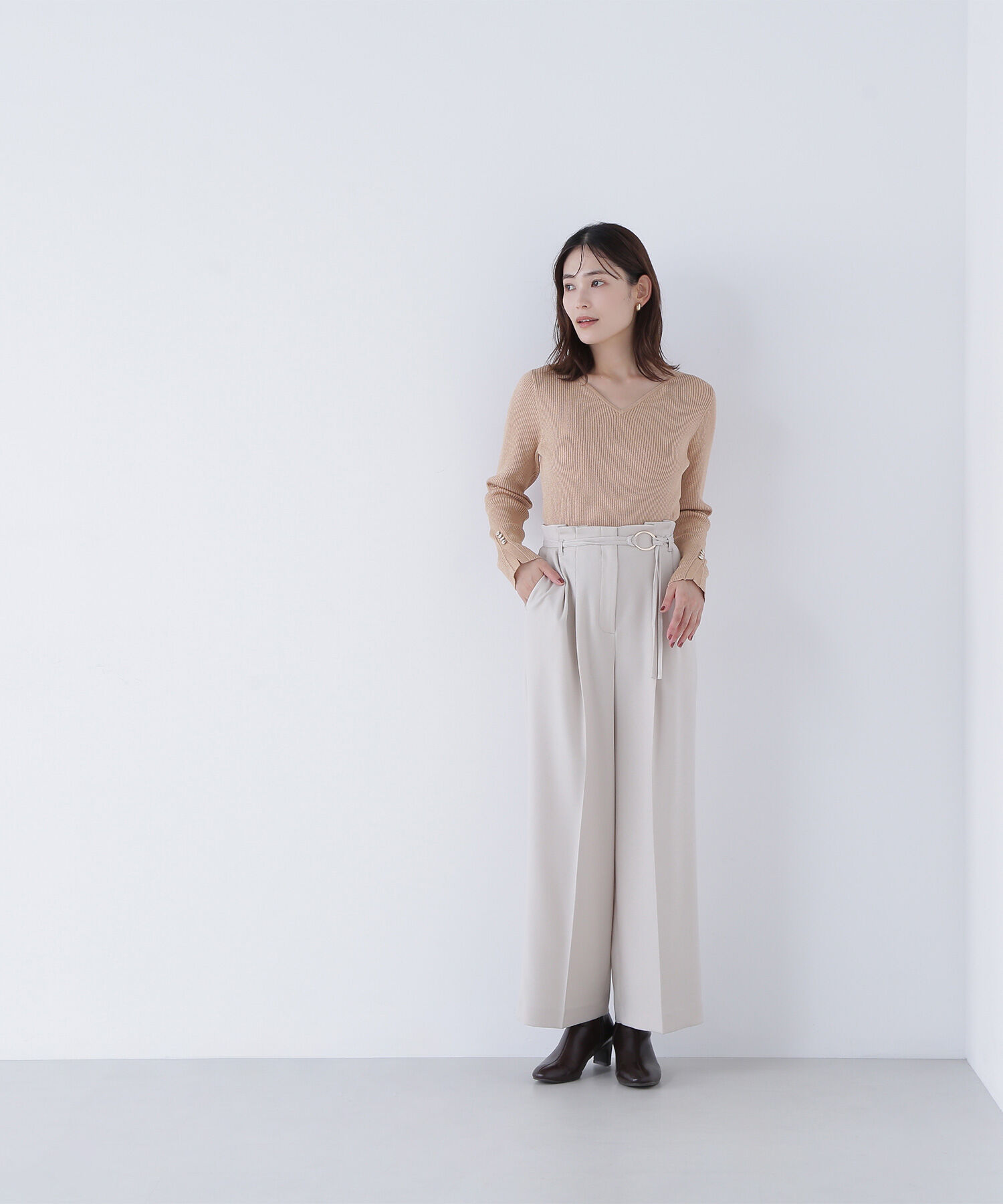  「ニュアンスネックラメリブニット」|ニット・セーター|