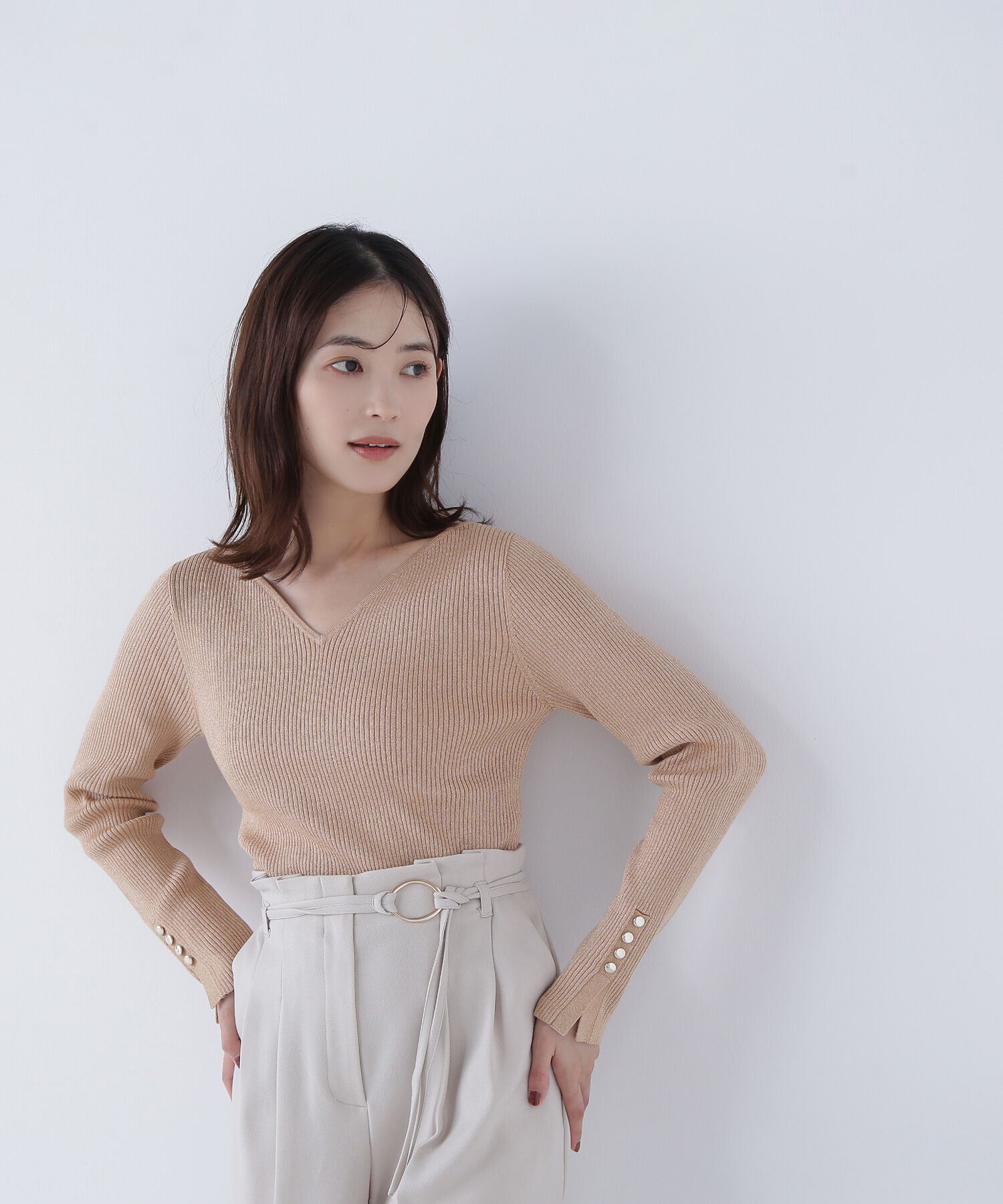  「ニュアンスネックラメリブニット」|ニット・セーター|