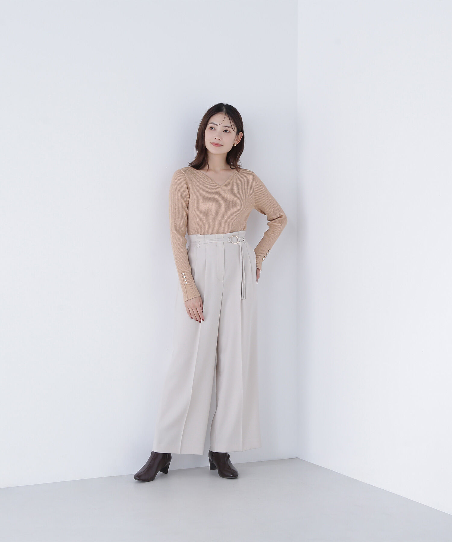  「ニュアンスネックラメリブニット」|ニット・セーター|