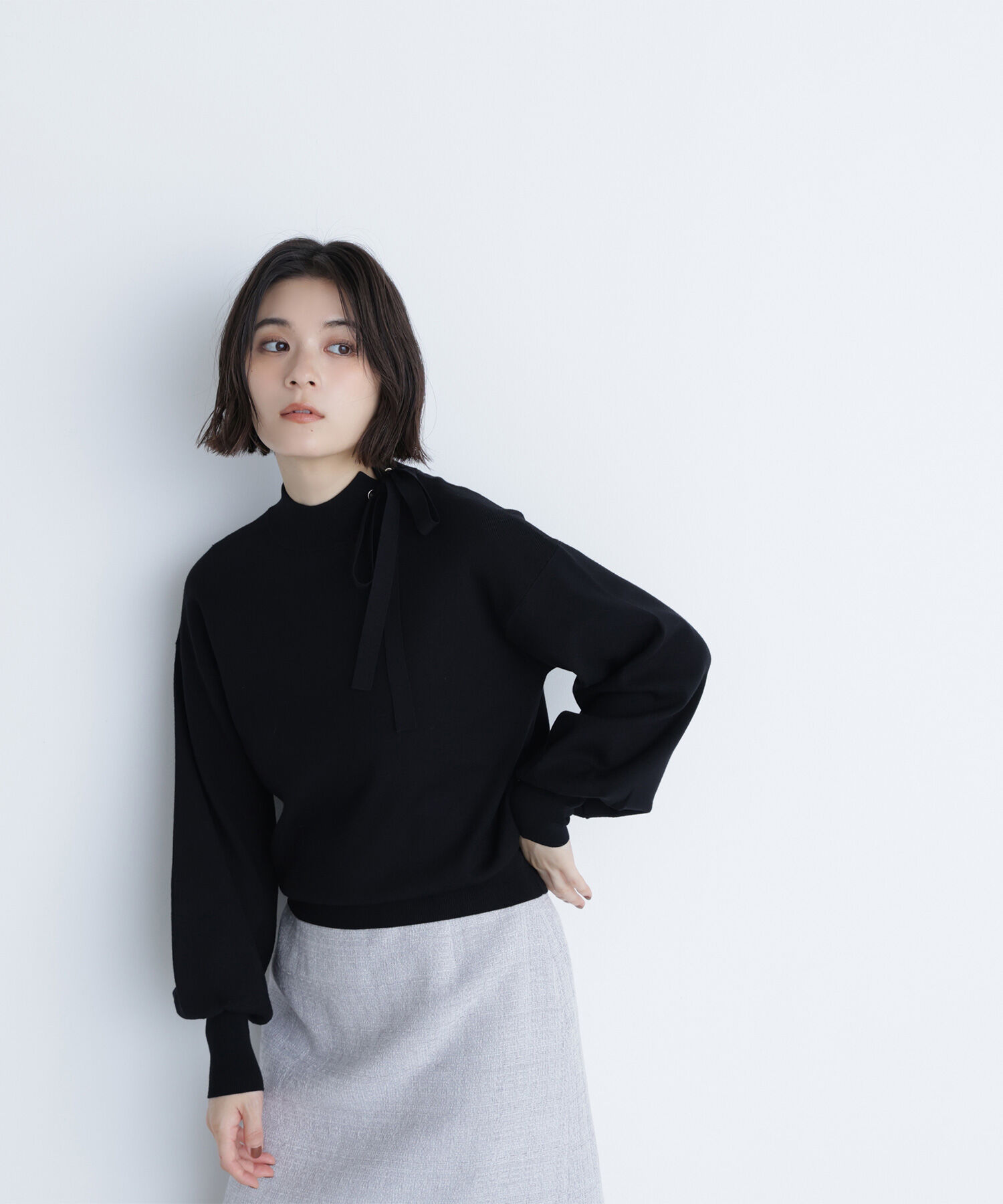  「サイドナローリボンニット」|ニット・セーター|