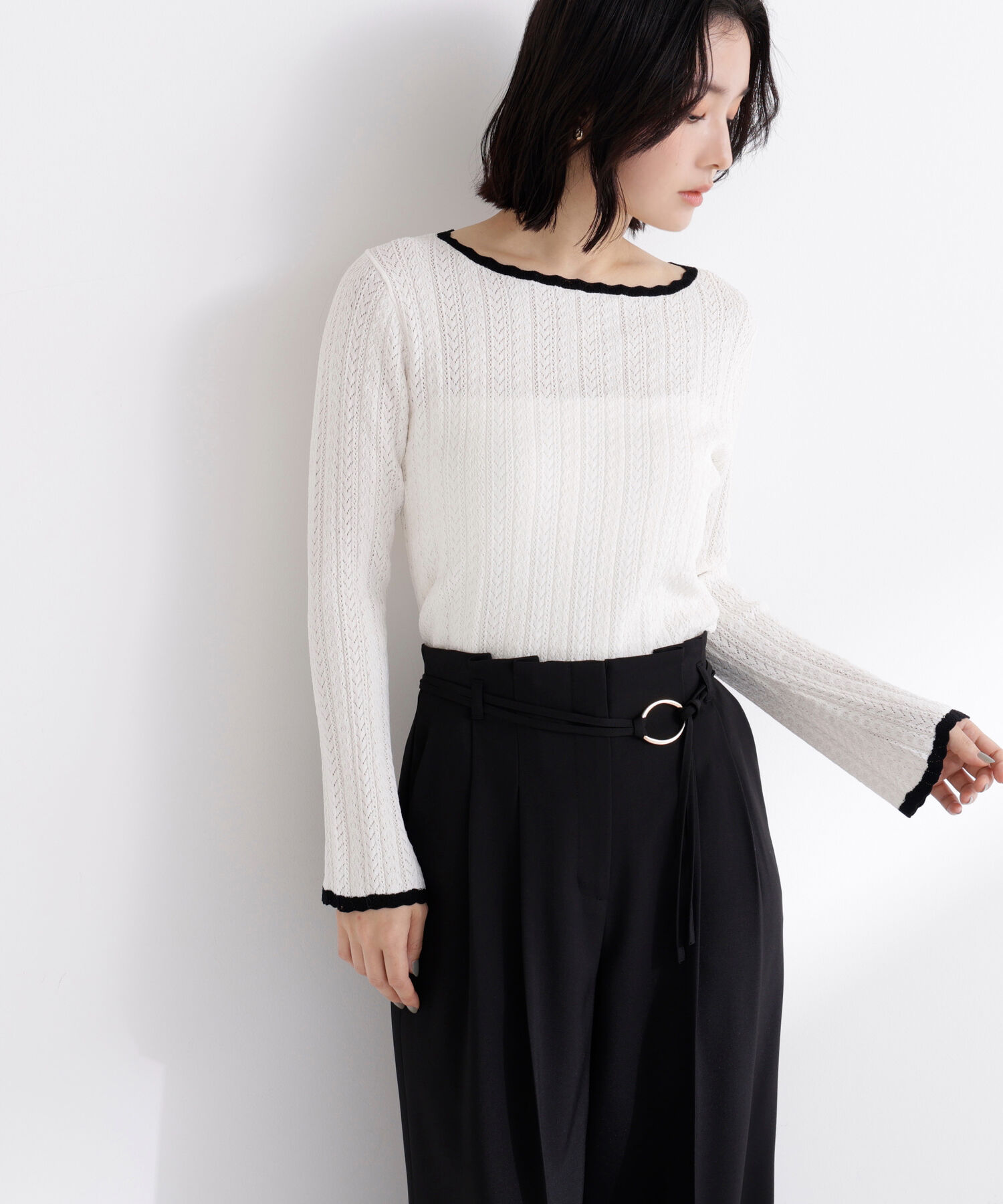  「柄編みスカラップニット」|ニット・セーター|