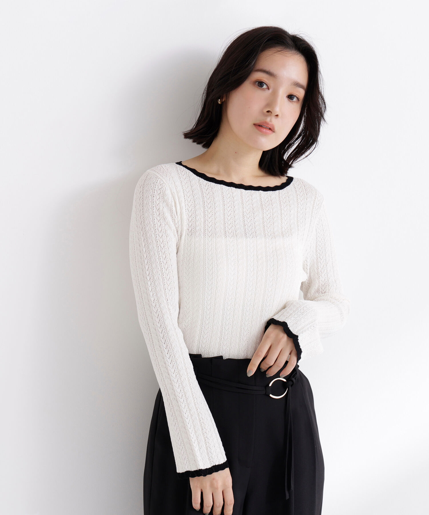  「柄編みスカラップニット」|ニット・セーター|