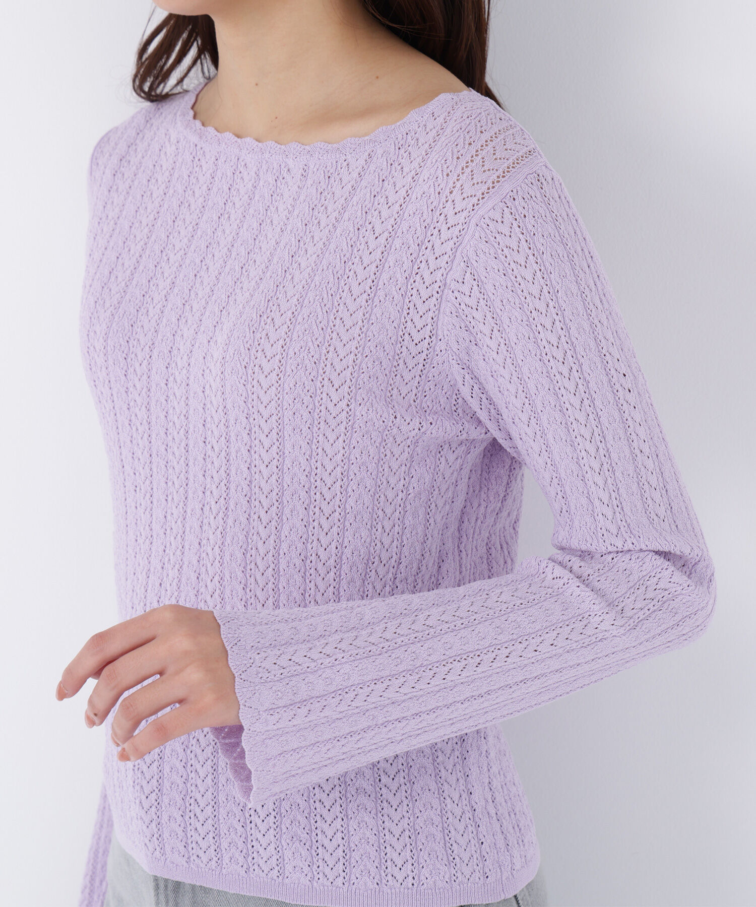  「柄編みスカラップニット」|ニット・セーター|