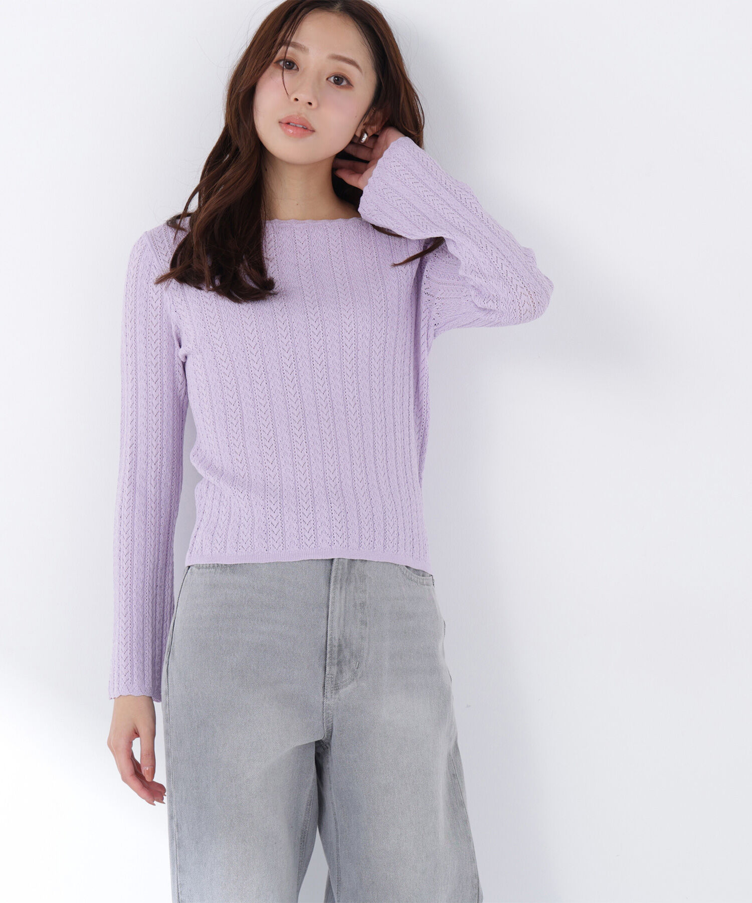  「柄編みスカラップニット」|ニット・セーター|