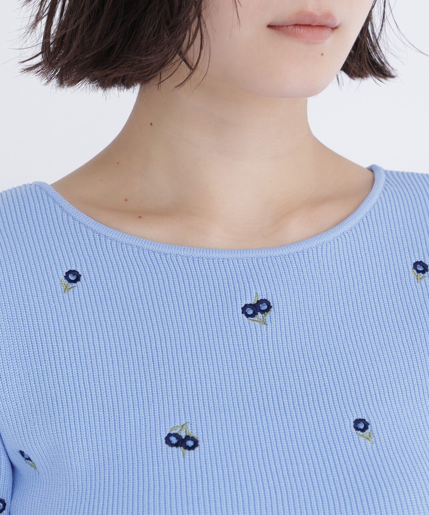  「刺繍ペプラムニット」|ニット・セーター|