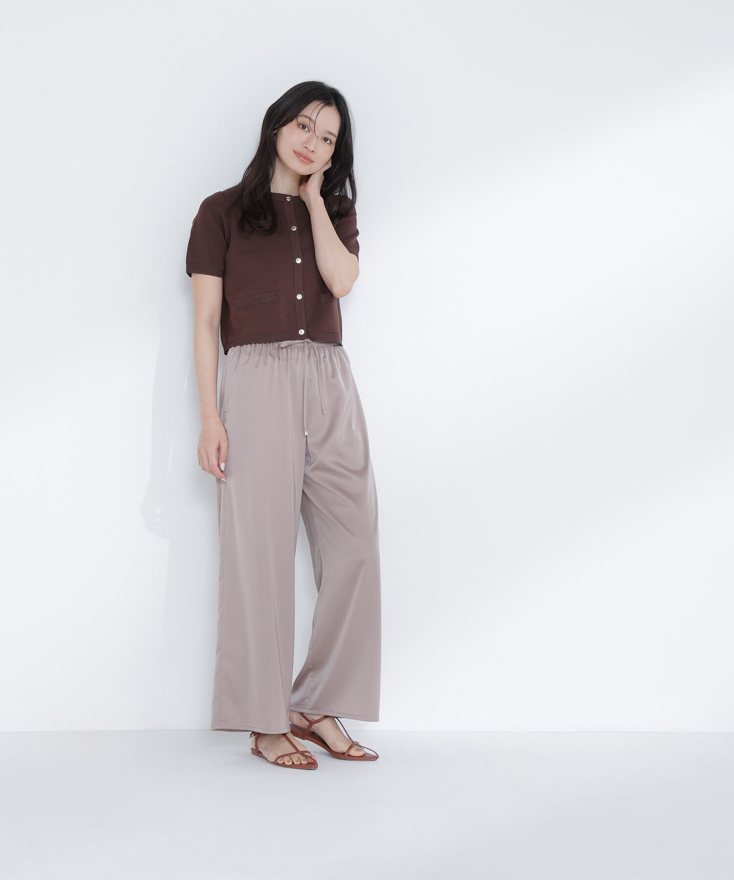  「シルクブレンドカーディガン半袖」|ニット・セーター|