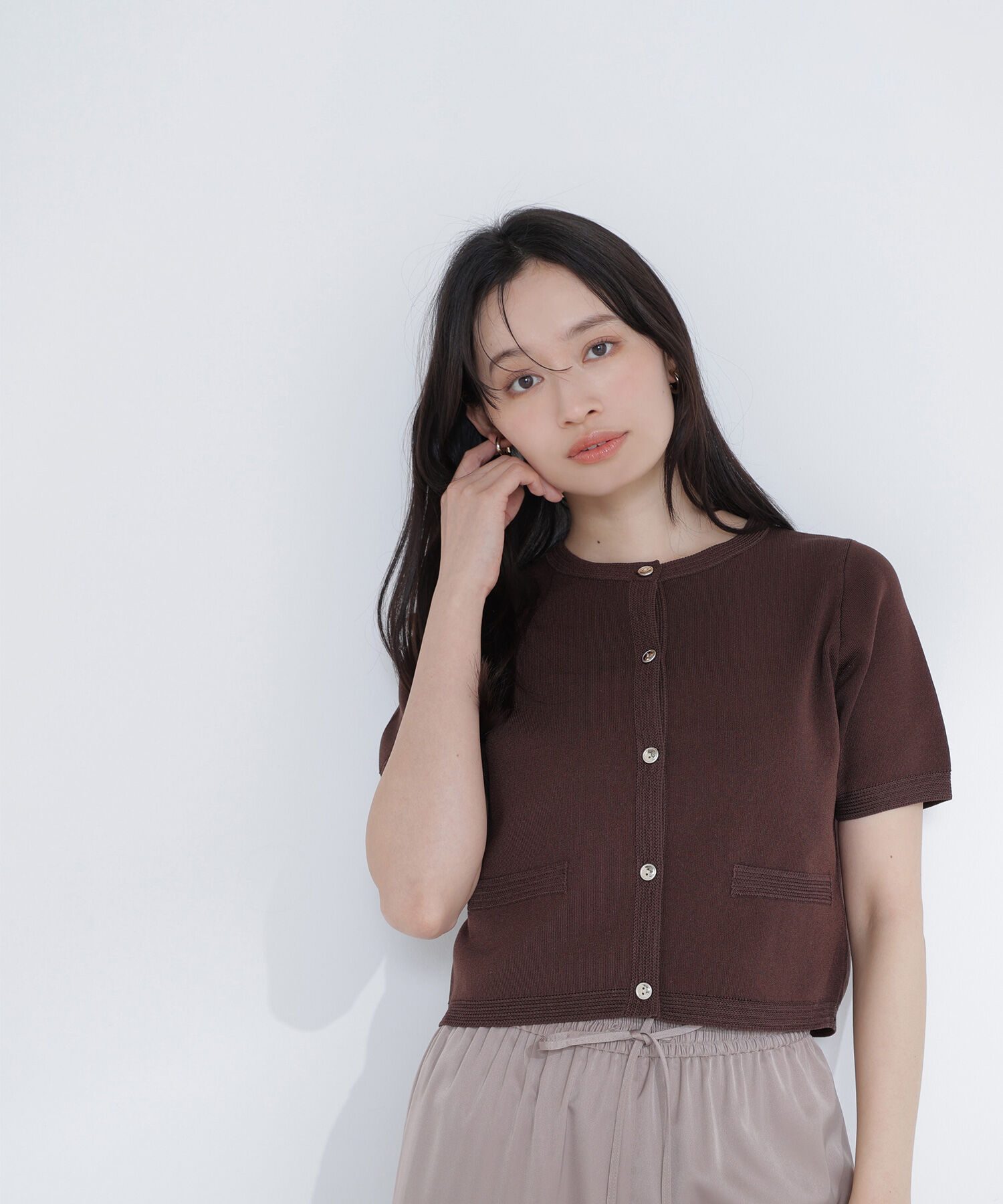  「シルクブレンドカーディガン半袖」|ニット・セーター|