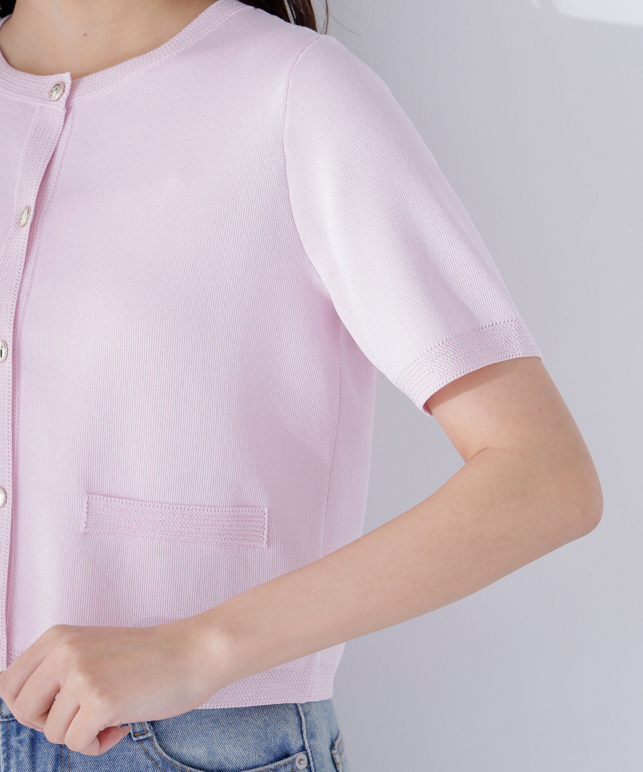  「シルクブレンドカーディガン半袖」|ニット・セーター|