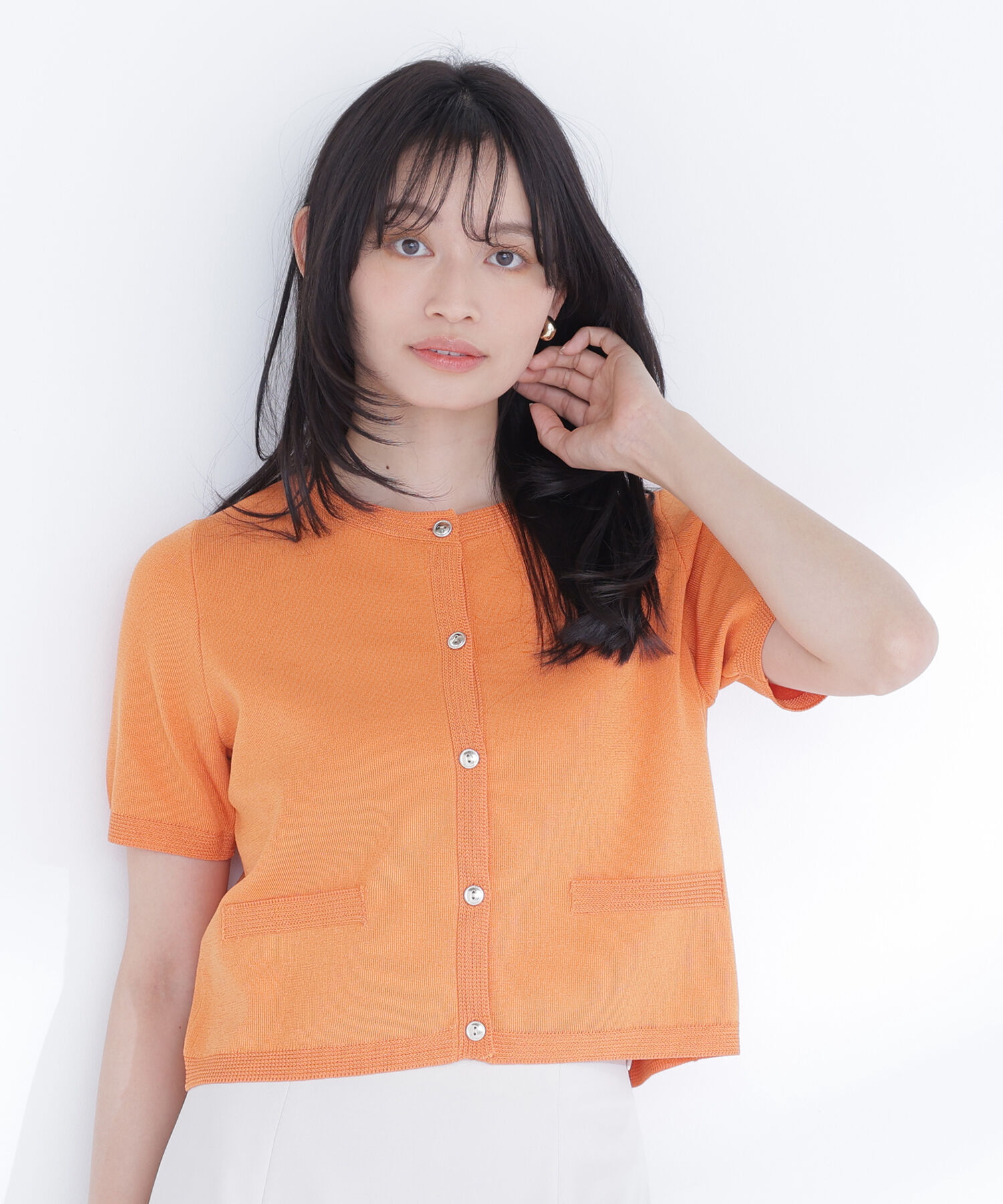  「シルクブレンドカーディガン半袖」|ニット・セーター|