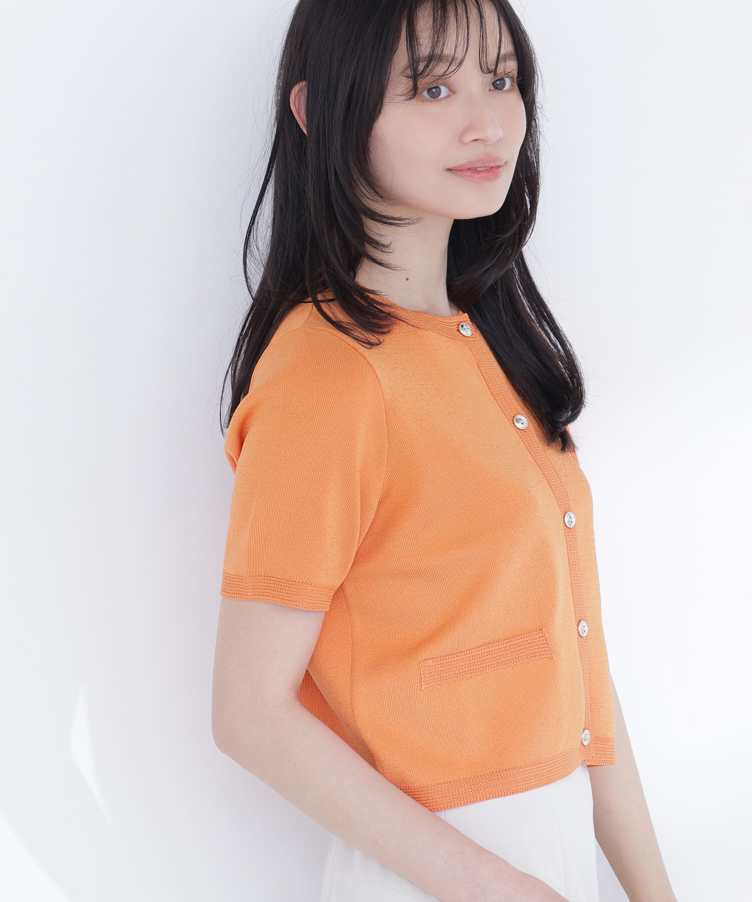  「シルクブレンドカーディガン半袖」|ニット・セーター|