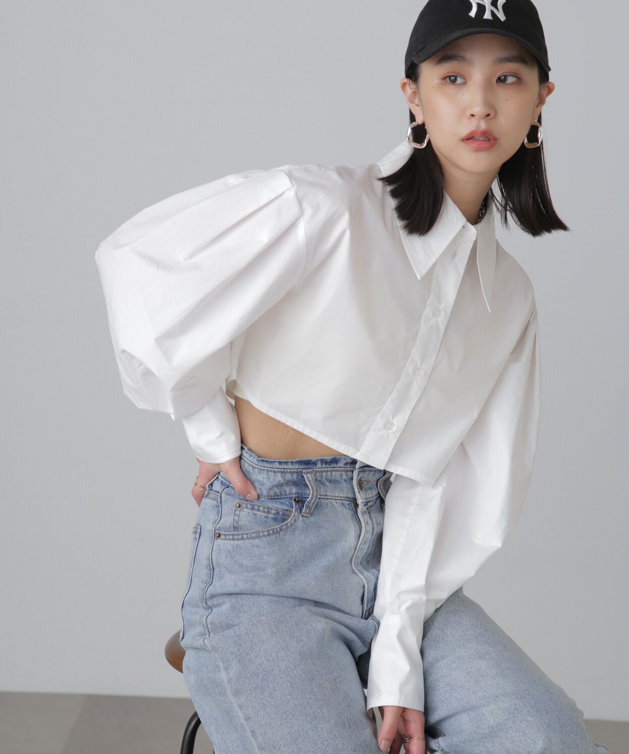  「ショート丈タックボリュームスリーブシャツ」|シャツ・ブラウス|