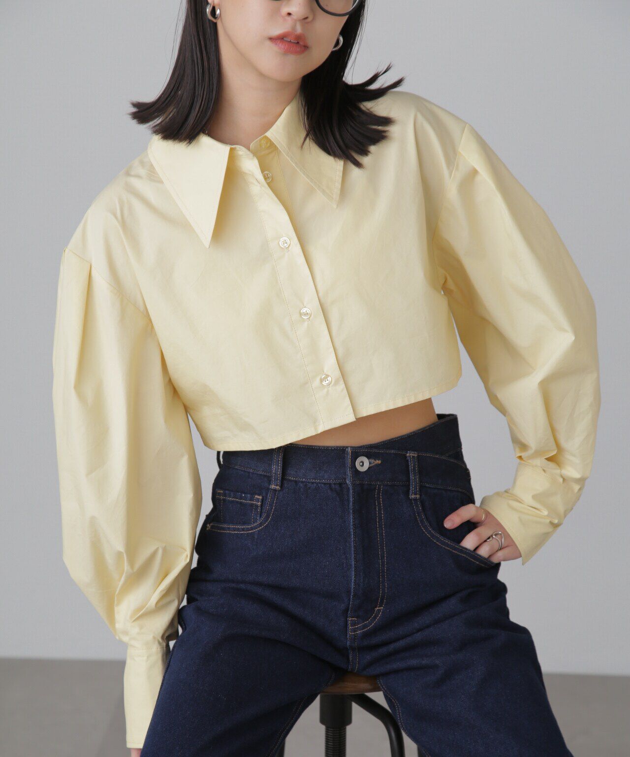  「ショート丈タックボリュームスリーブシャツ」|シャツ・ブラウス|