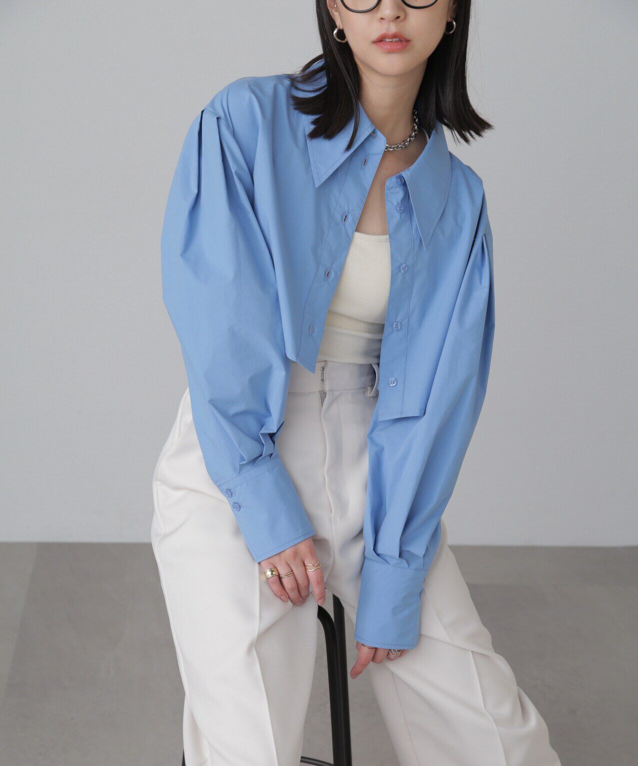  「ショート丈タックボリュームスリーブシャツ」|シャツ・ブラウス|