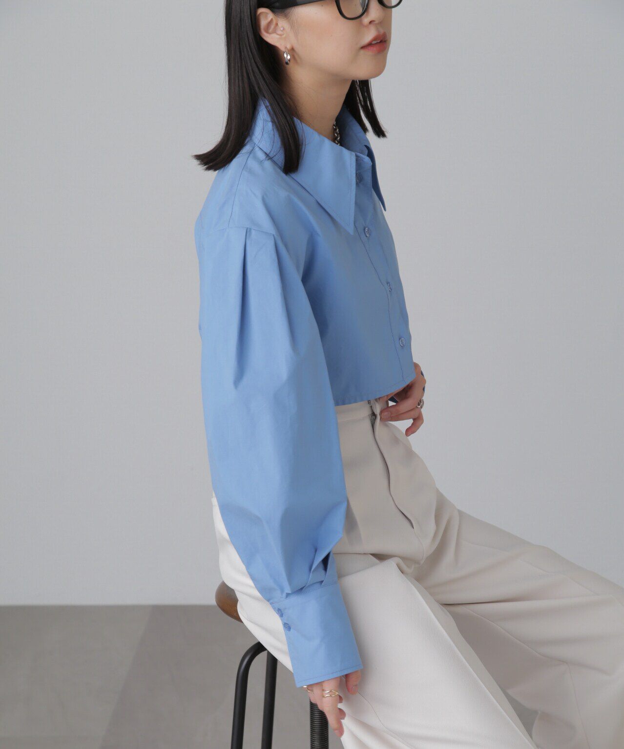  「ショート丈タックボリュームスリーブシャツ」|シャツ・ブラウス|