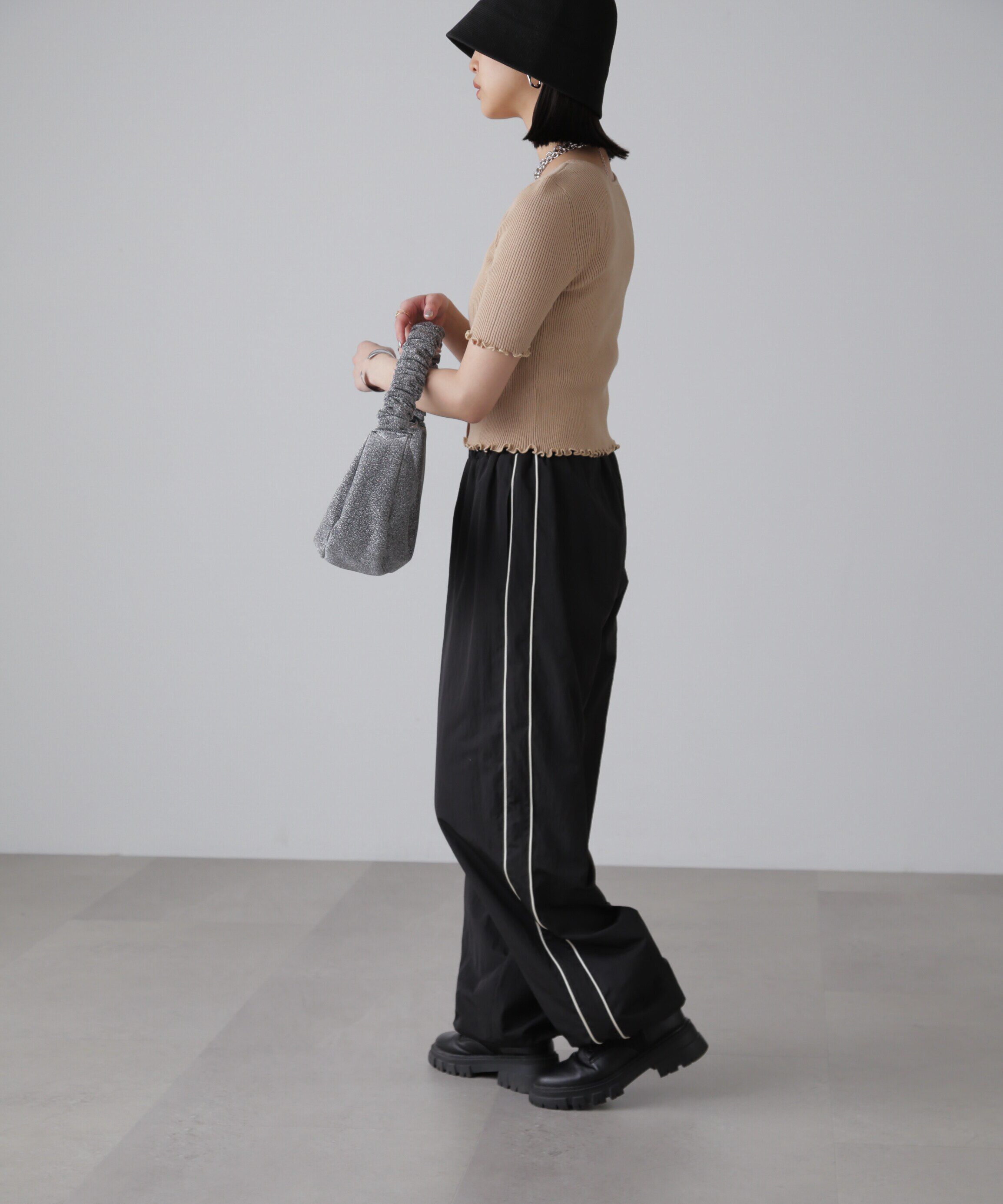  「前後2Wayメローフリル半袖ニット」|ニット・セーター|