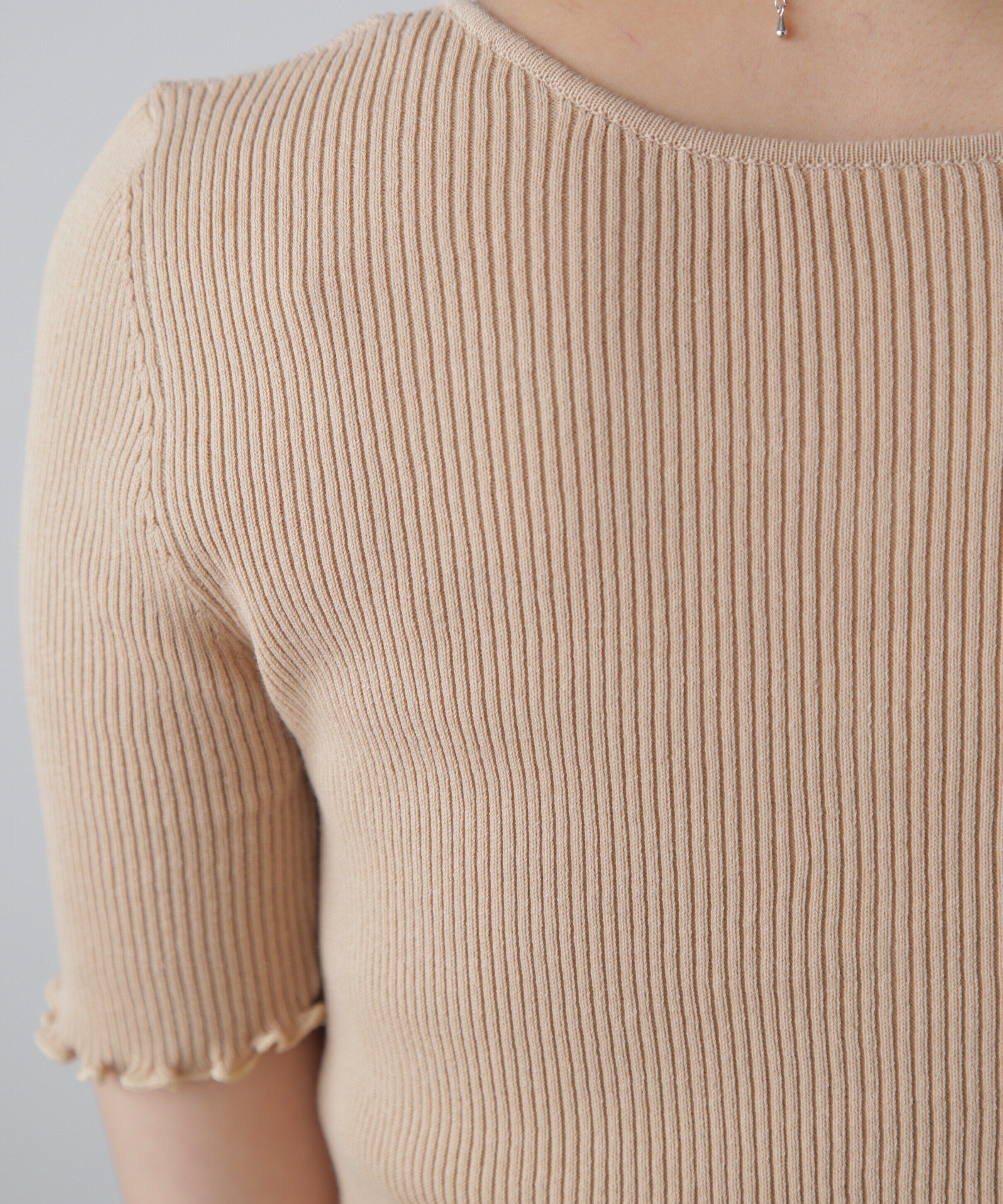  「前後2Wayメローフリル半袖ニット」|ニット・セーター|