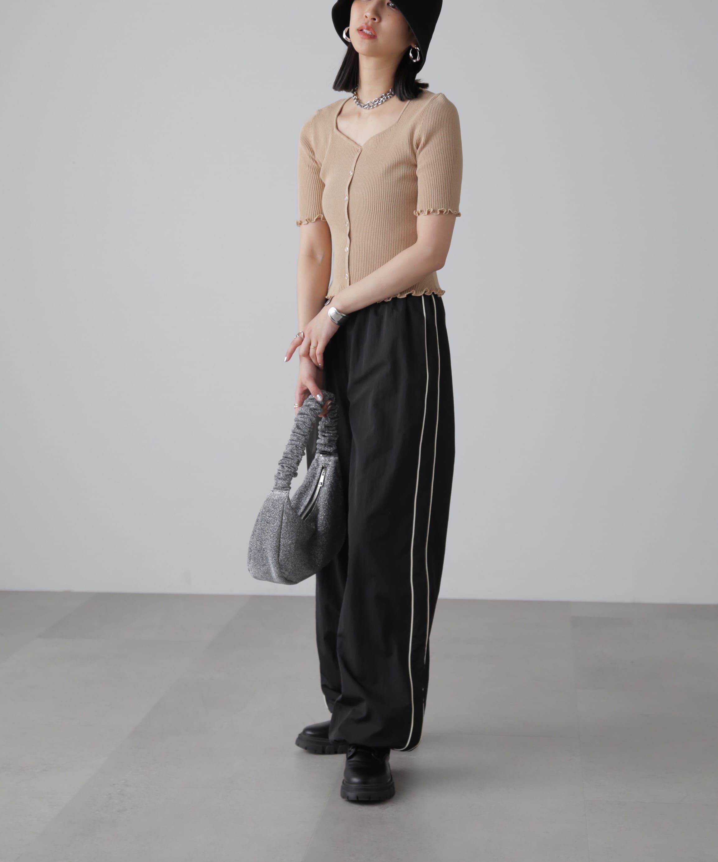  「前後2Wayメローフリル半袖ニット」|ニット・セーター|