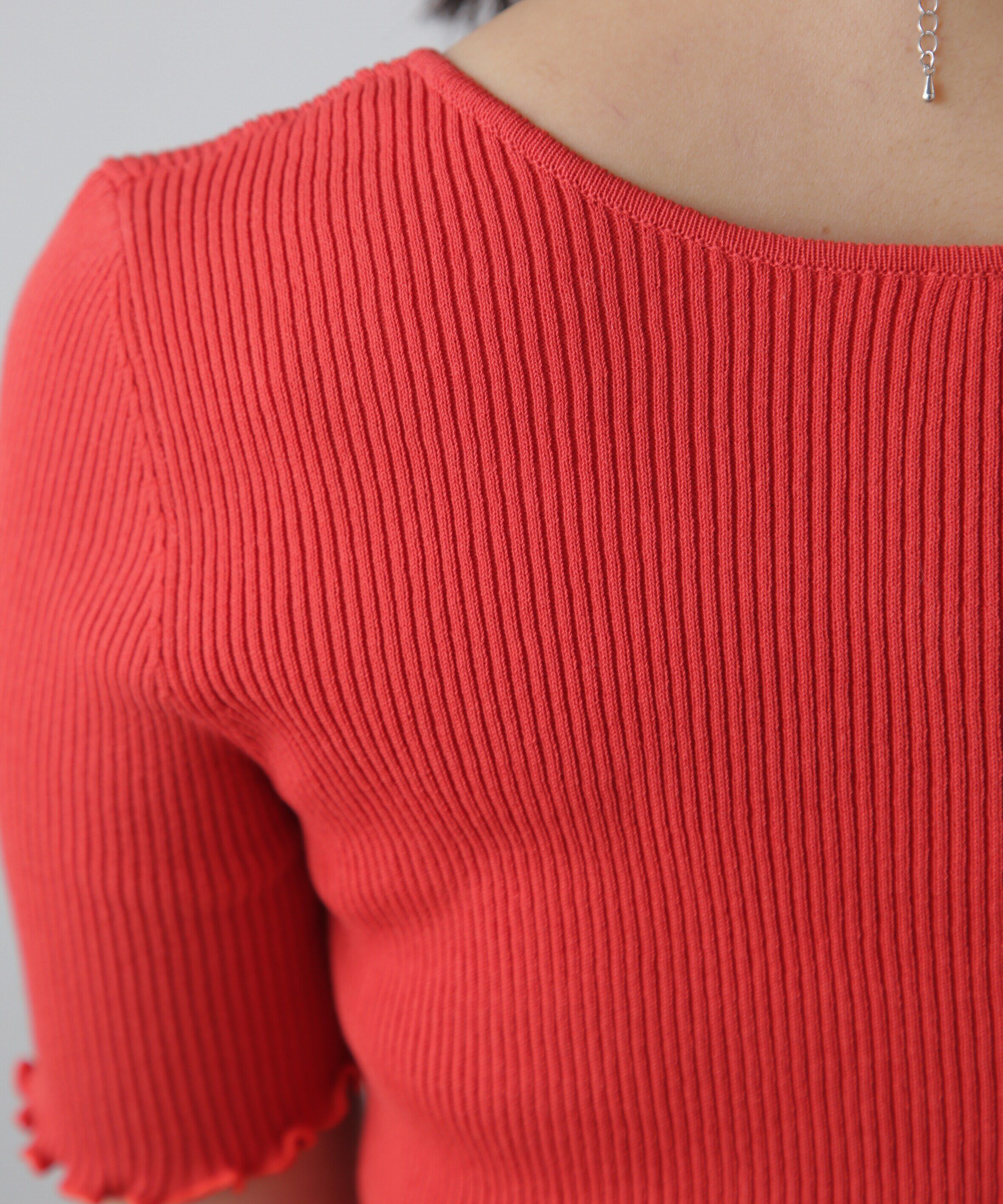  「前後2Wayメローフリル半袖ニット」|ニット・セーター|