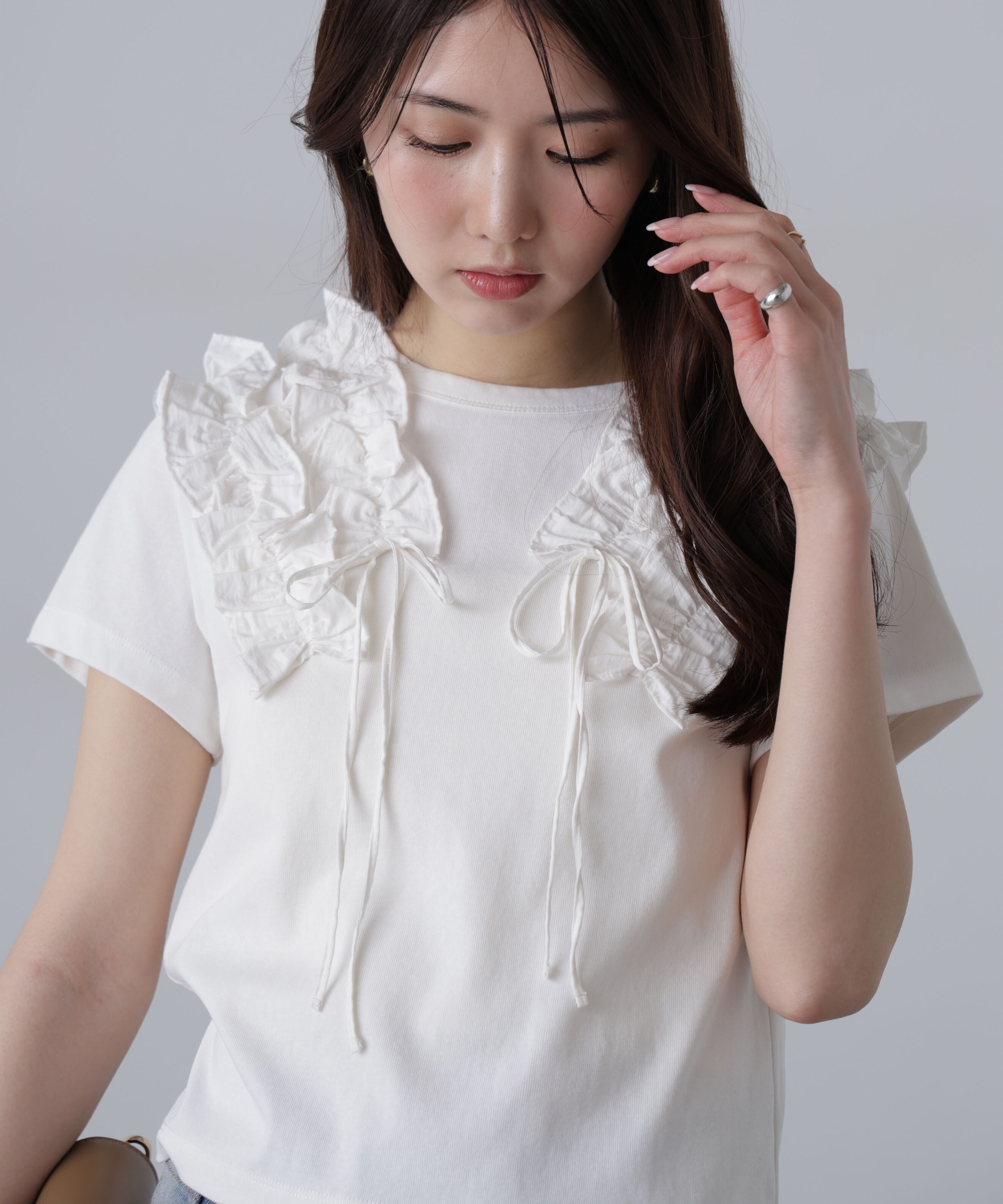  「ダブルフリルドッキングカットソー」|Tシャツ・カットソー|