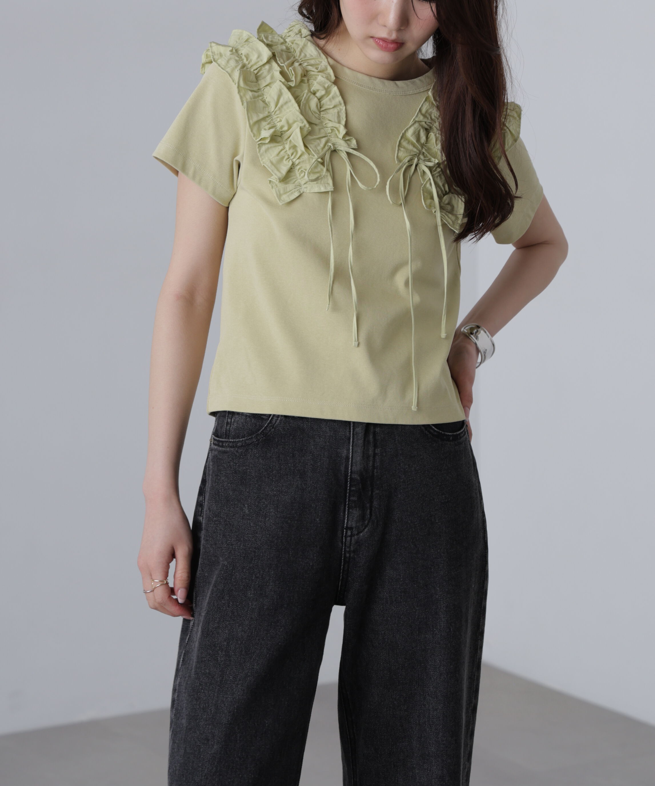  「ダブルフリルドッキングカットソー」|Tシャツ・カットソー|