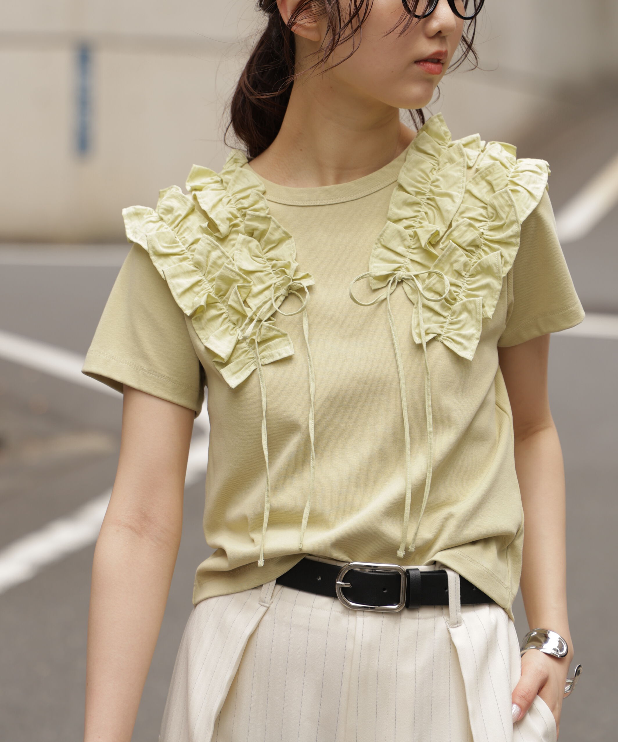  「ダブルフリルドッキングカットソー」|Tシャツ・カットソー|