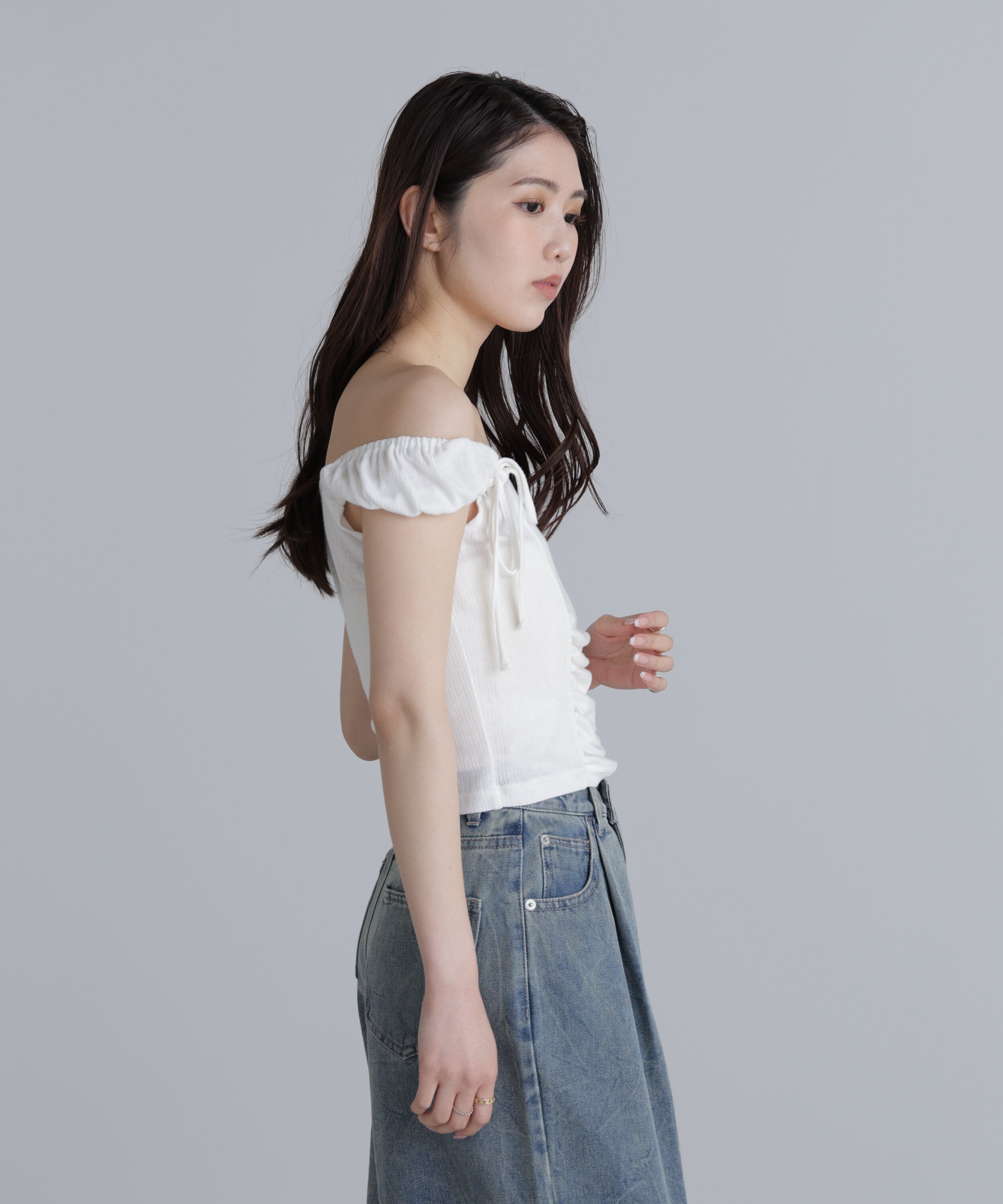  「オフショルリボンカットソー」|Tシャツ・カットソー|