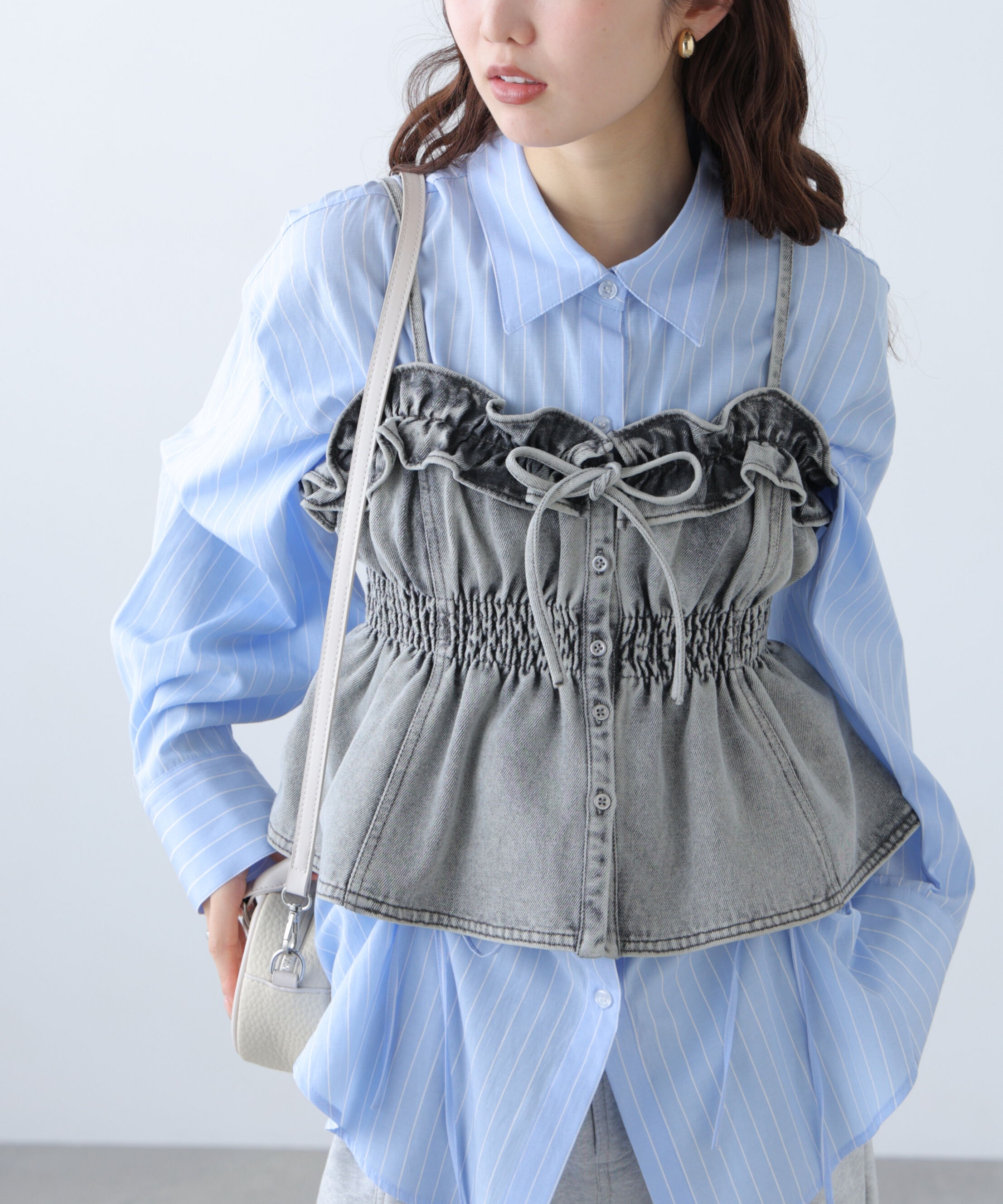  「フリルデニムビスチェ」|シャツ・ブラウス|